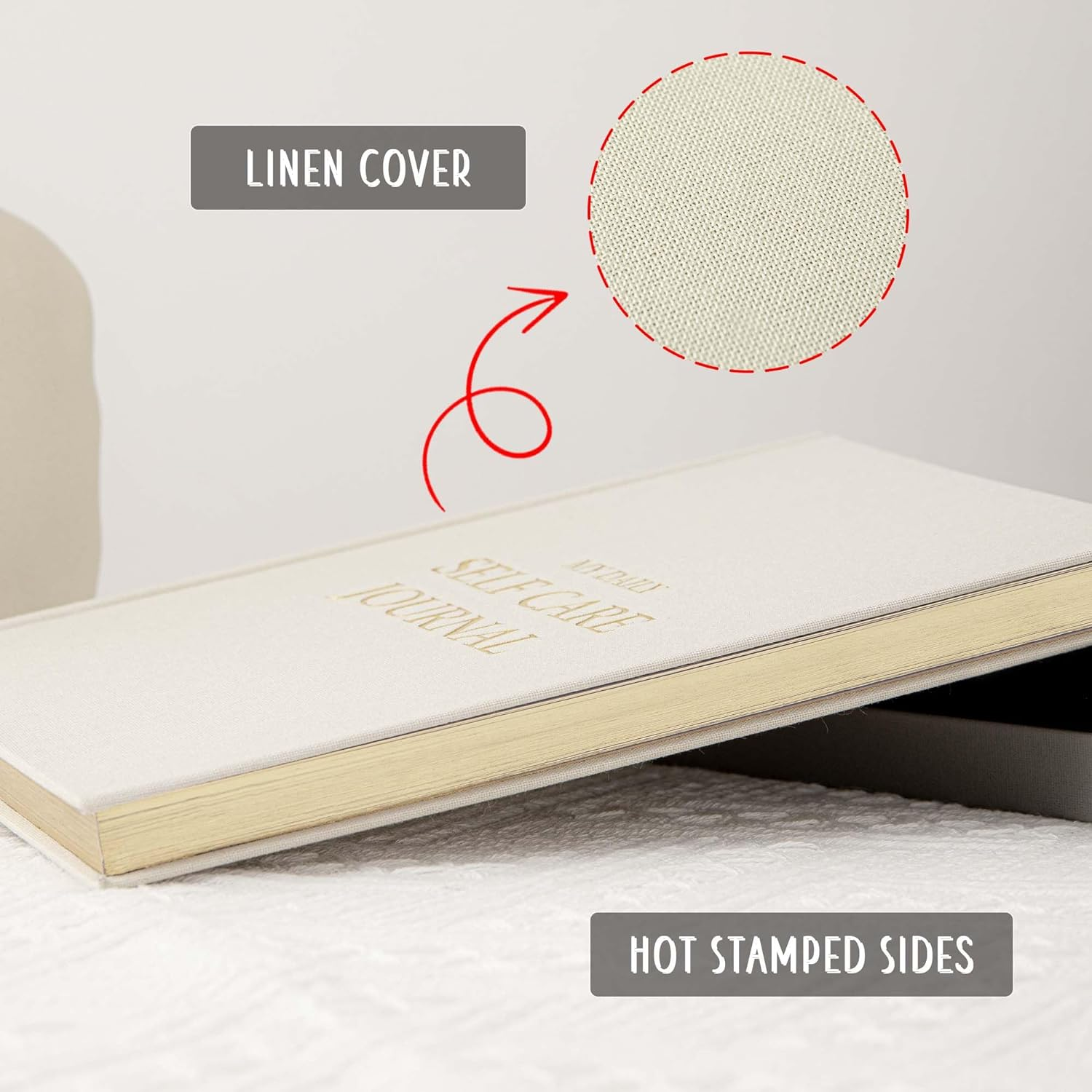 Self-Care Journal Book, Gratitude Journal, Happiness A5 Notebook Fabric Book Planner, a Daily Diary for Women with Guided Self Reflection Prompts - Coffee image number 6