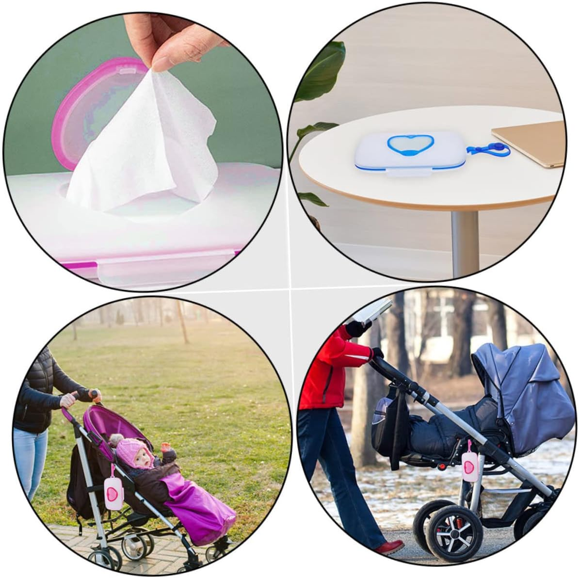 Generic 2Pcs Boxes Love Wet Tissue Box Reusable Wipes Pouch Dispenser Stroller Product Bin Cable Bag Wipes Cover Wipe Container Hanging Accessories Kit Holders Pp Plastic image number 1