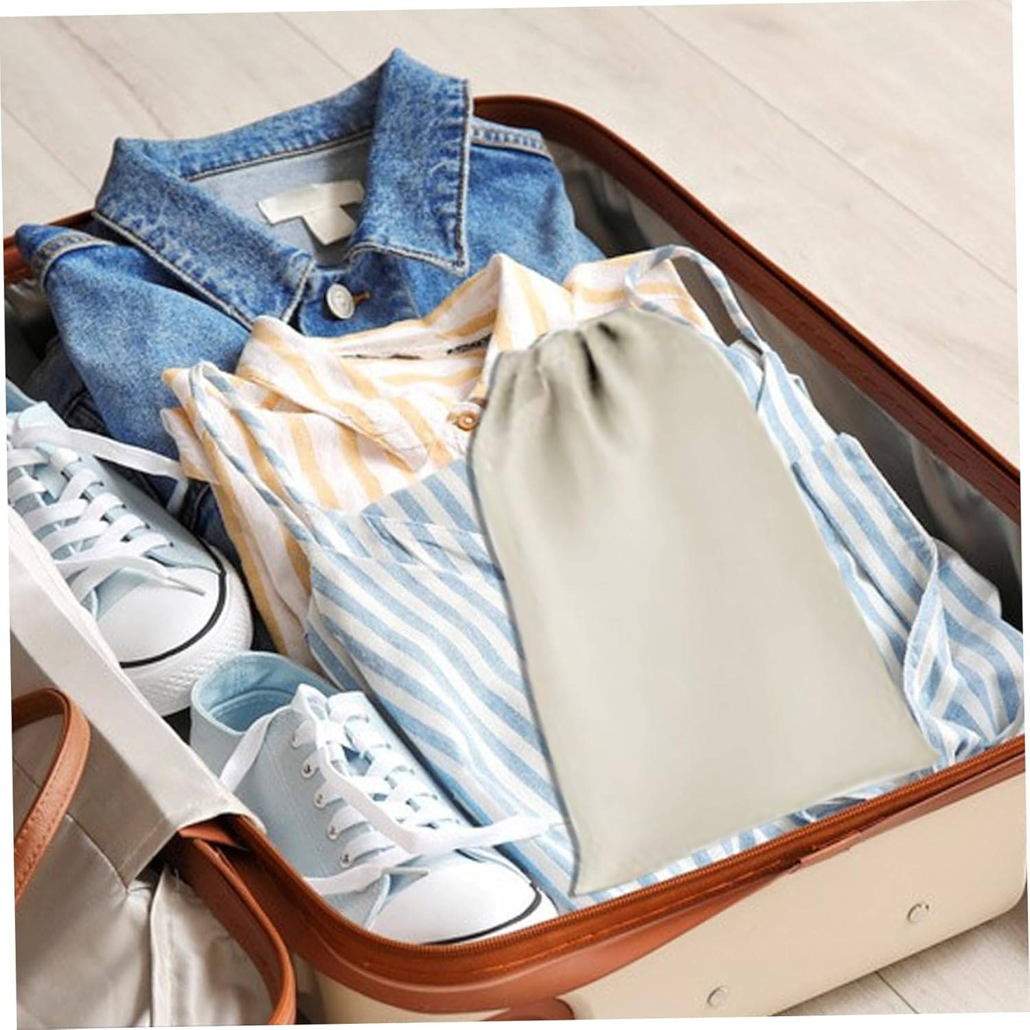 Collapsible Foot Bath with Zippered Lid Portable Foot Soaking Bucket Heat Retaining Non-Slip Foot Bath Tub Foldable Pedicure Bag for Home Outdoor,Champagne - Grey image number 6