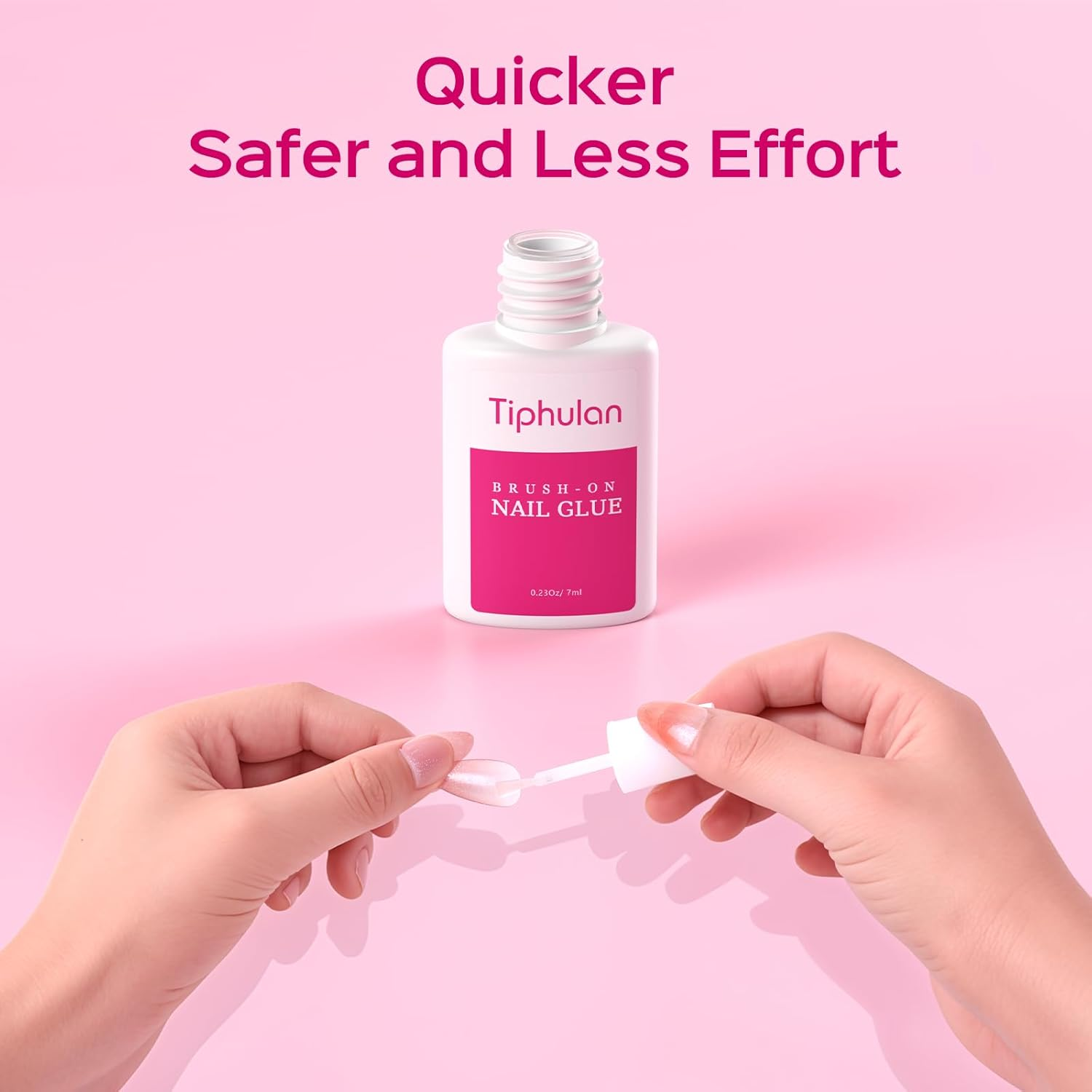 TIPHULAN 42Ml Super Strong Nail Glue for Press on Nails, Acrylic Nails, Nail Tips - Professional Brush on Nail Glue Easy Application, Durable & Long-Lasting Fake Nail Glue, 0.23 Oz for Each Glue(6Pcs)