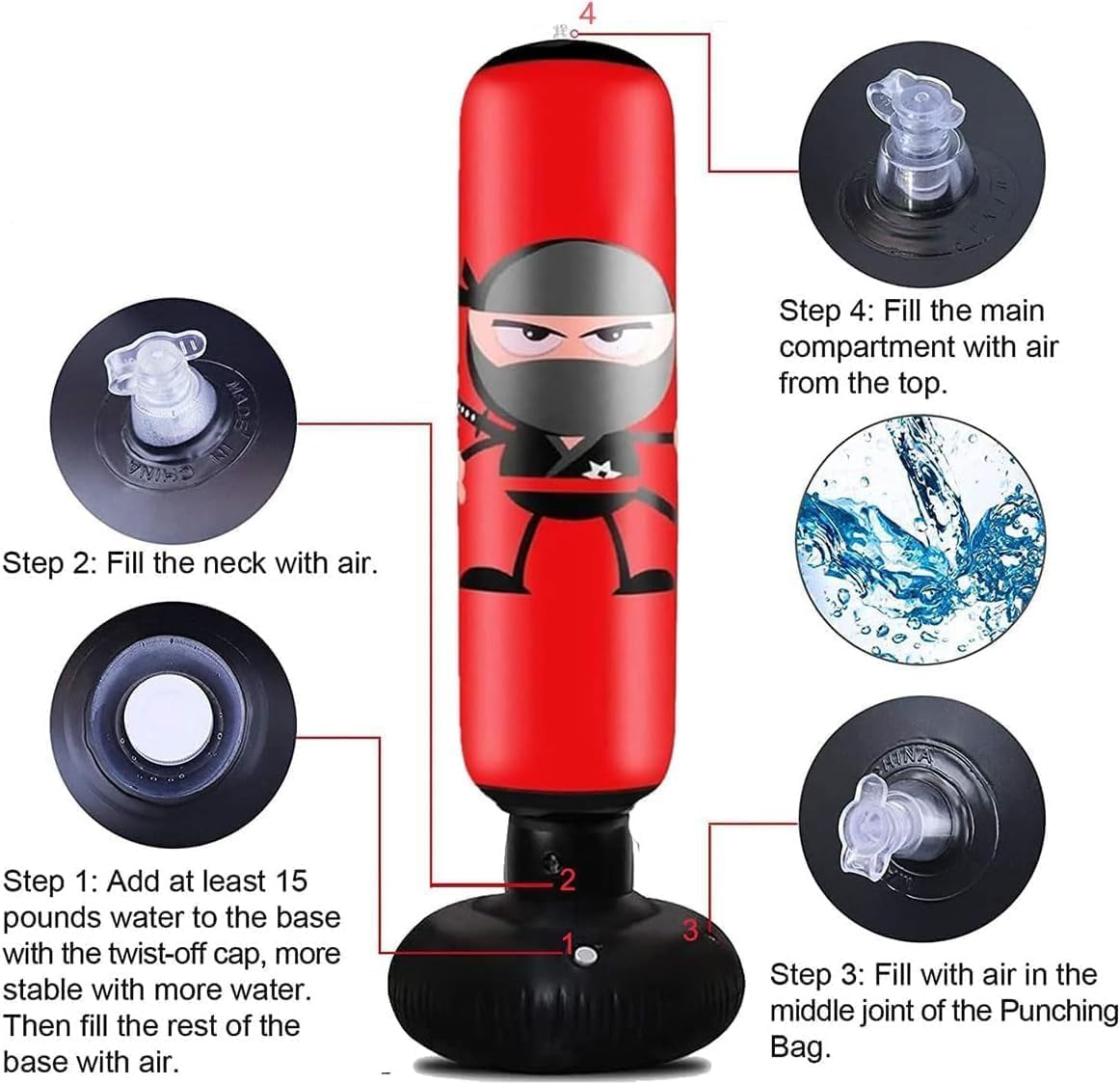 Inflatable Punching Bag,160Cm Inflatable Kids Punching Bag Karate Gifts for Boys and Girls, Boxing Bag for Immediate Bounce Back for Practicing Karate, Taekwondo, and to Relieve Pent up Energy