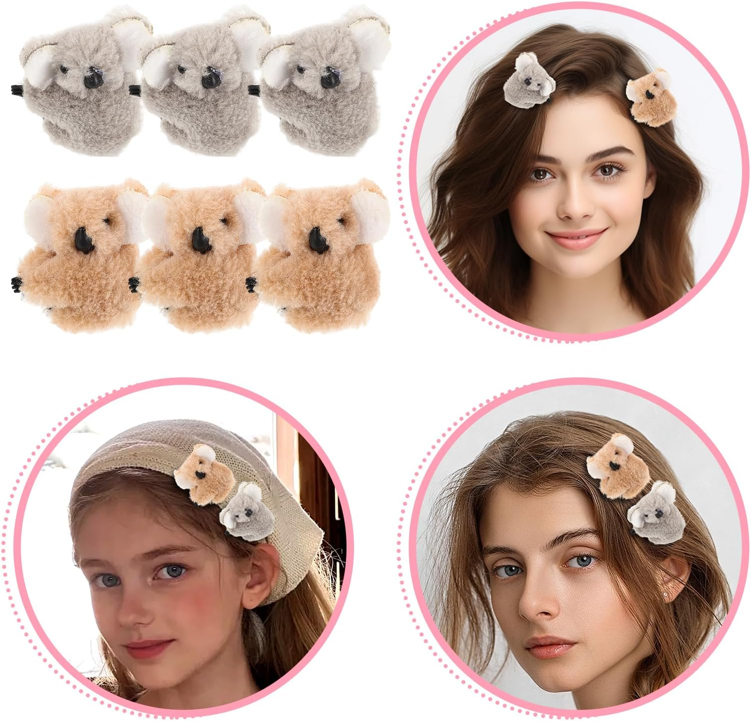 Beavorty Koala Hair Clips in Mini Size - Made of Plush 6 Pieces Claw Clips for Hair Catching Ideal for Koala Party and Lovers of Cuddly Toy Small image number 1