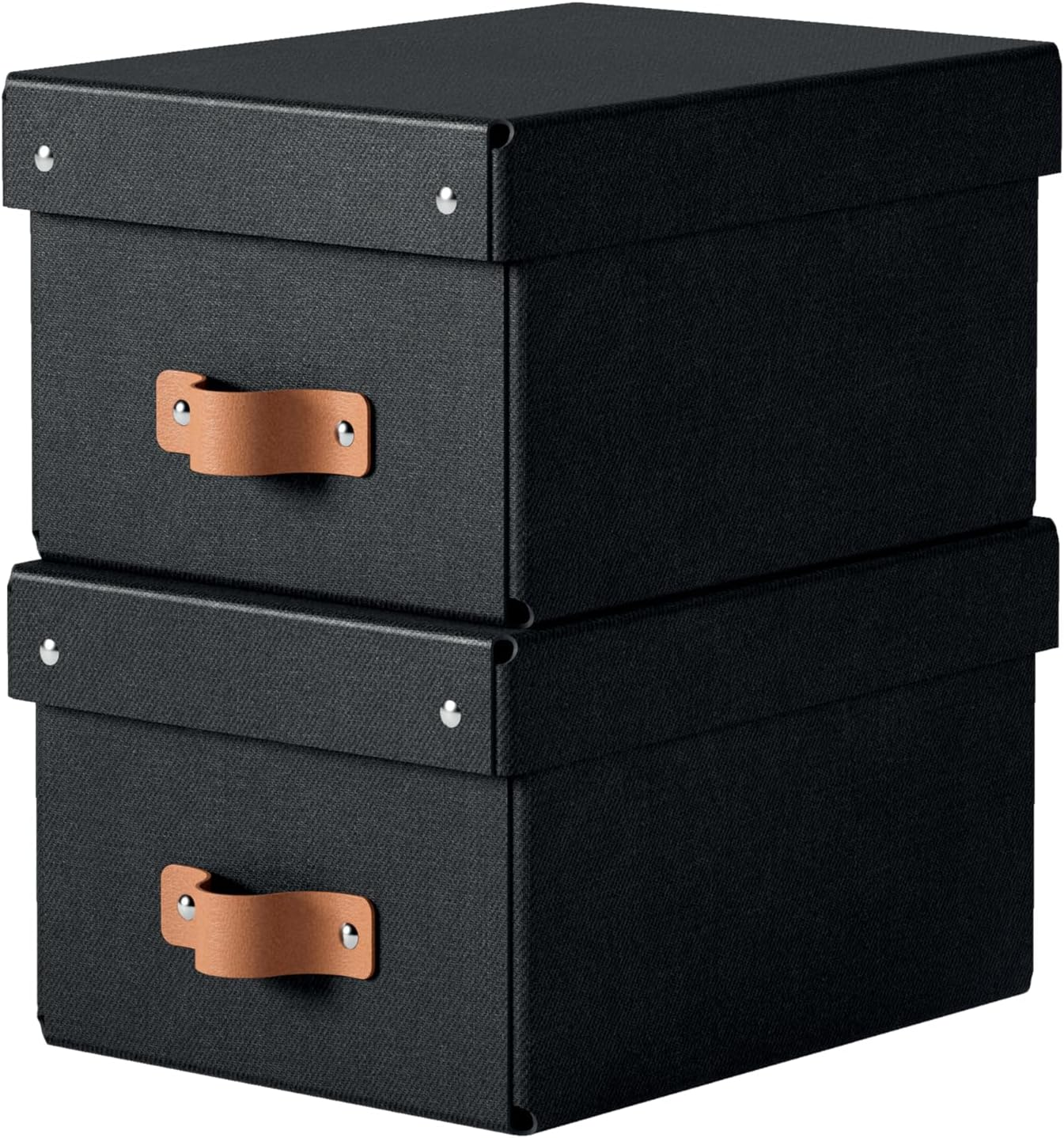Leitz Puro Small Storage Box with Lid &ndash; Set of 2 Durable Storage Boxes, Compatible with Cube Units & Shelves, 7L Stackable Organiser, Suitable for Home & Office (20 X 28 X 15 Cm, Obsidian Black)