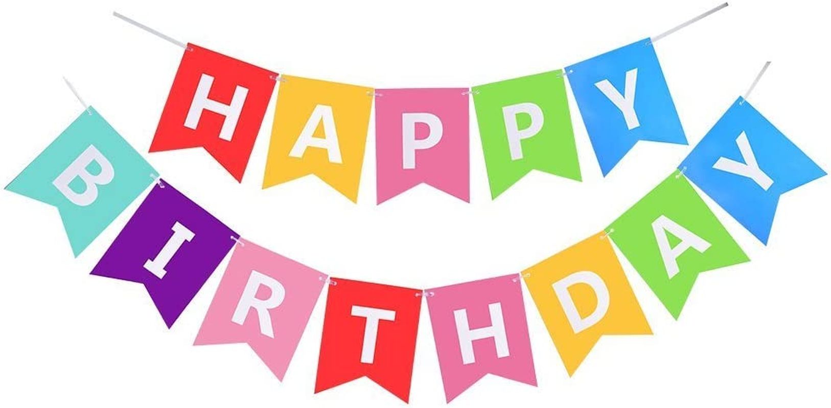 AMEITECH Birthday Party Decorations Favors, Happy Birthday Decoration Banner with 6 Pack Honeycomb Balls and One Rainbow Paper Garland, Party Supplies image number 1