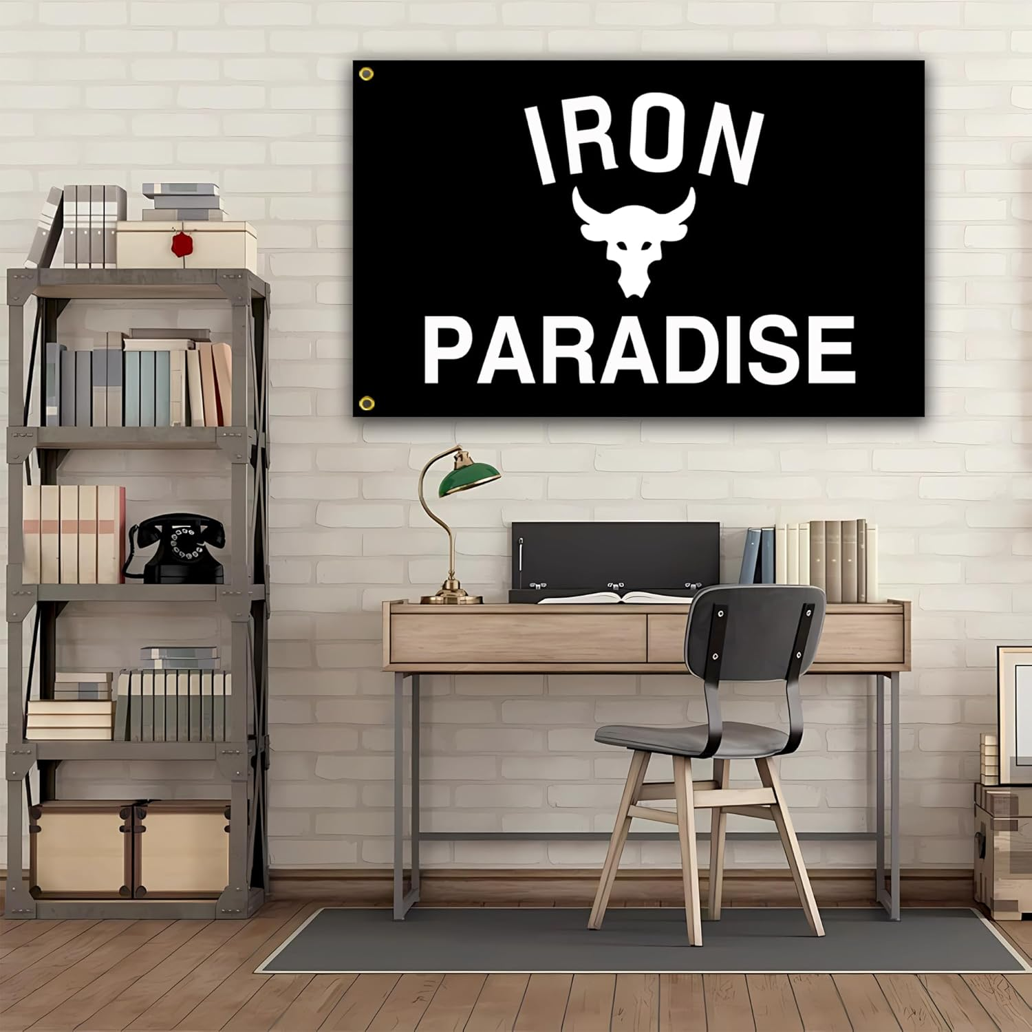 Iron Paradise Flag 3X5 Ft Motivational Flag Fitness Inspirational Flags for Room Guys Cool Flag for Home Gym Wall Decor College Dorm Man Cave Flag Banner