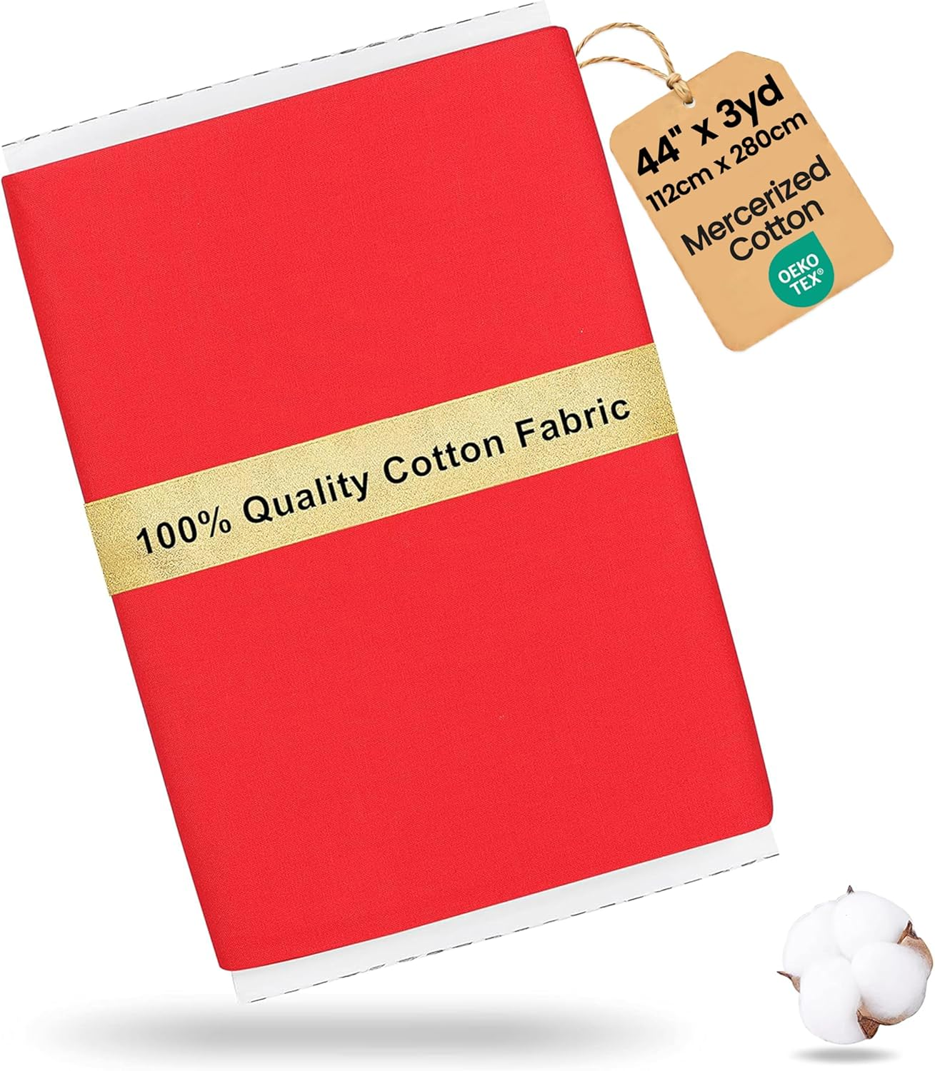 Craftido -100% Cotton Fabric by the Yard in Solid Color (112Cm) 44&rdquo;Wide by 3Yd (9 Ft) -Medium Weight 5.2 Oz-For Quilting, Sewing, Crafts, Binding, Backing and Lining - Red - Cream image number 7