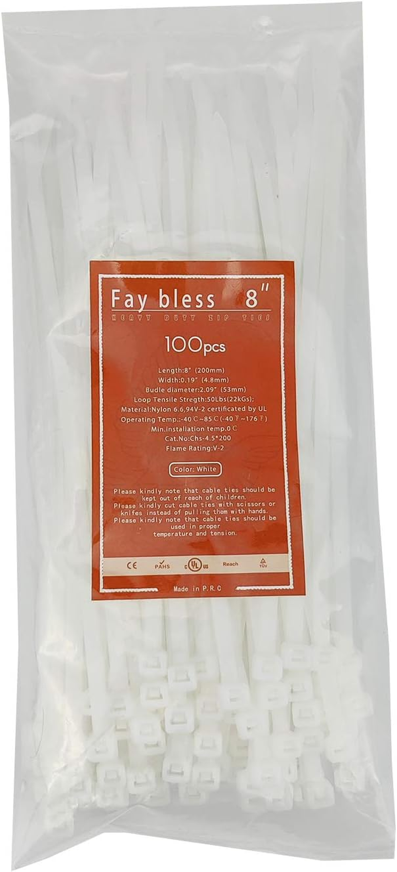 Fay Bless Cable Ties (8" 100Pcs White) image number 4