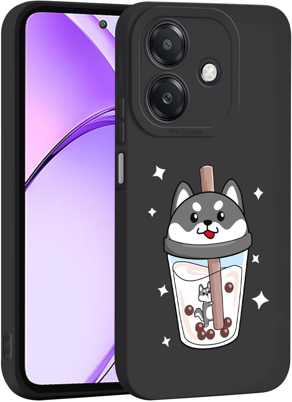 ILING Liquid Silicone Case for Oppo A40 4G / Oppo A40M, Ultra Thin Elegant Flowers and Cute Cartoon Pattern Women'S Mobile Phone Case, Soft TPU Bumper Shockproof Protective Case (White Q01)