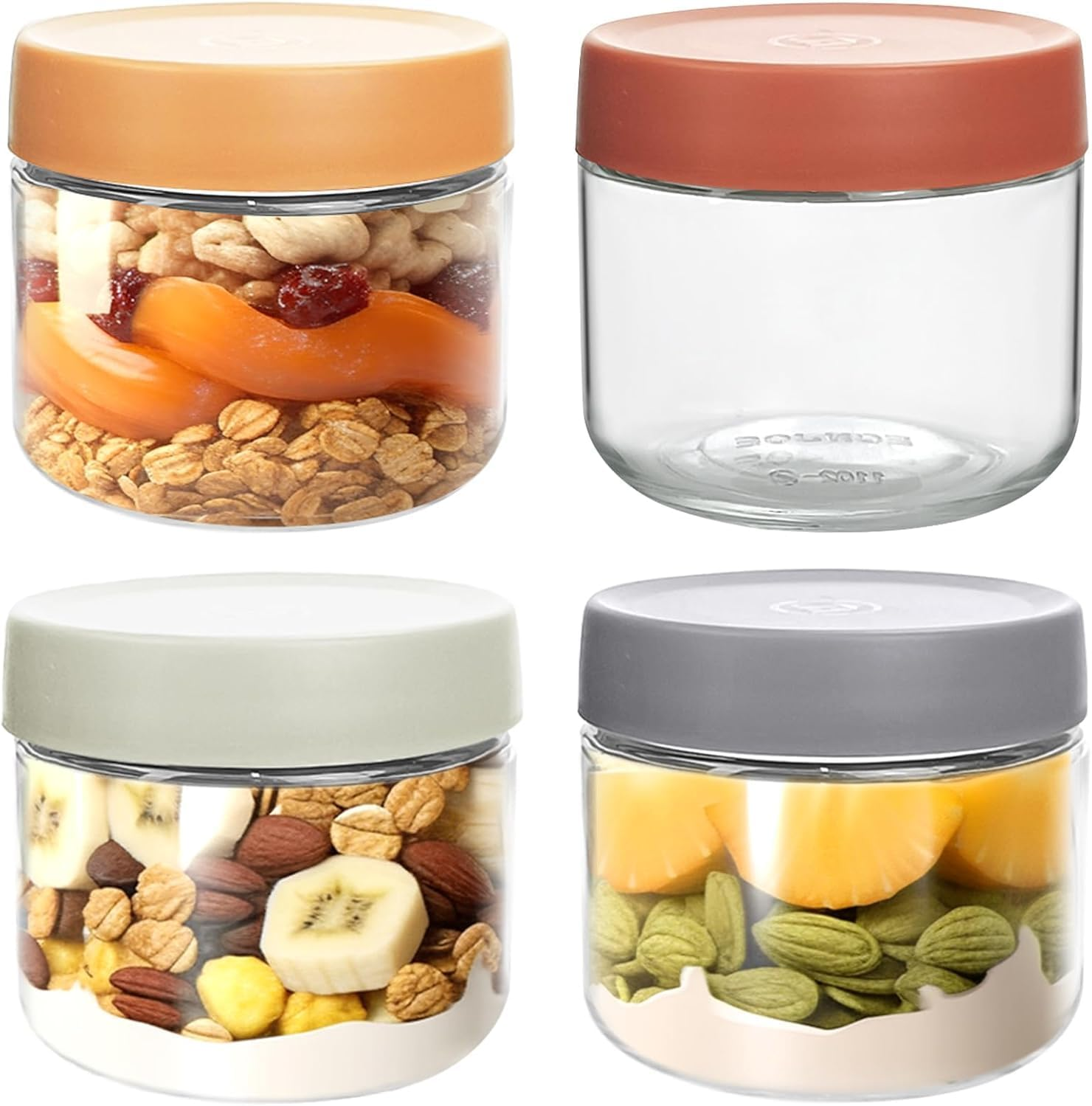 LYSAIMG 11Oz Overnight Oats Containers with Lids,Wide Mouth Mason Salad Jars,Glass Jars with Airtight Lids,Glass Food Storage Containers for Yogurt Spice Snacks (350Ml) image number 2