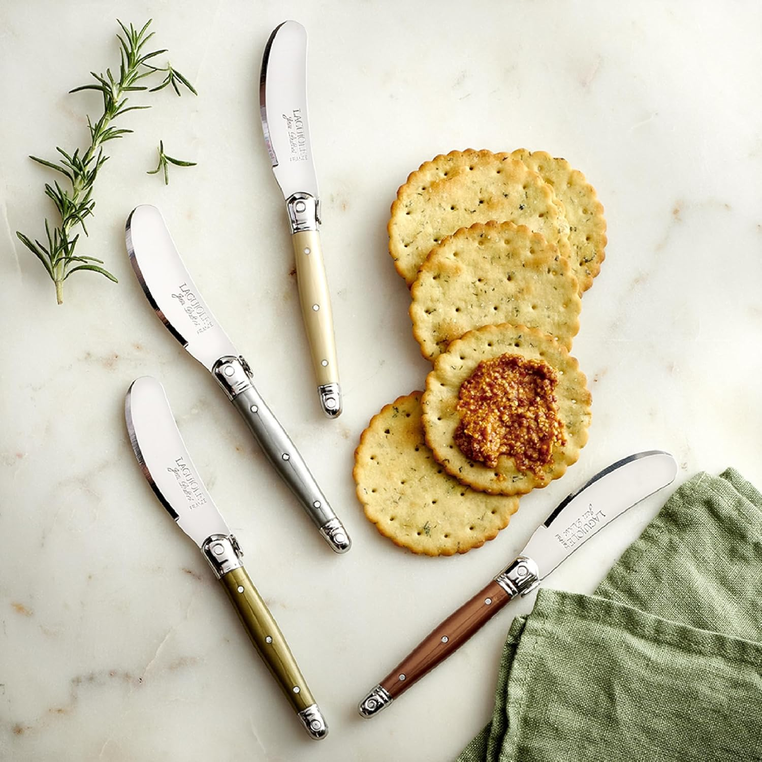 Jean Dubost Laguiole 97455 Box of 4 Breakfast Knives ABS Assorted Colours image number 1