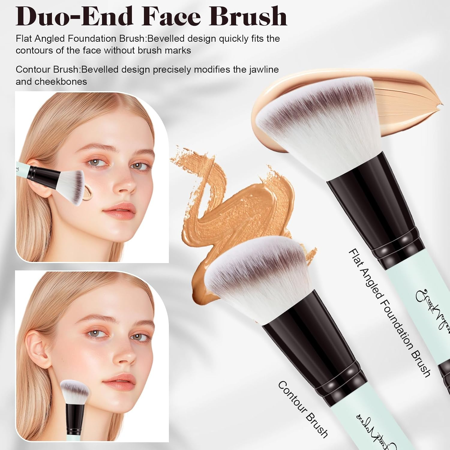 Start Makers 5PCS Makeup Brush Set Double-End Makeup Brushes for Foundation Contour Blush Highlight Blending Eyebrow Brush Eyeshadow Eyeliner Make up Brushes Set Bright Cyan image number 4