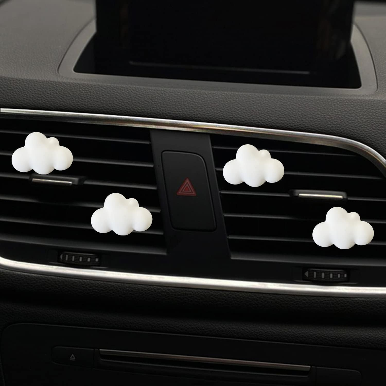 4 Pcs Cloud Air Vent Clips, Cute Cloud Car Unscented Air Fresheners Vents Clips Funny Car Diffuser Vent Clips Car Interior Decor Charm Cute Car Accessories Car Decoration image number 1
