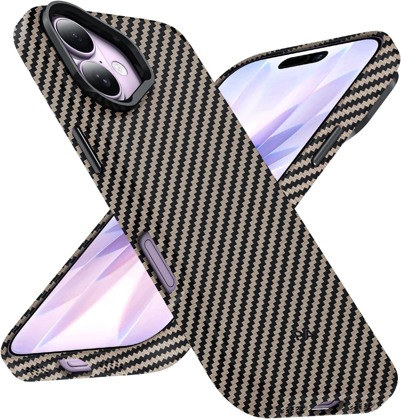 Phoneaura Magcase Deluxe Carbon Case for Iphone 17 Pro, Compatible with Magsafe, Carbon Case, Iphone 17 Pro, Protective Glass Case, Mobile Phone Case (Carbon Look + 2 Protective Glasses + 1 Camera