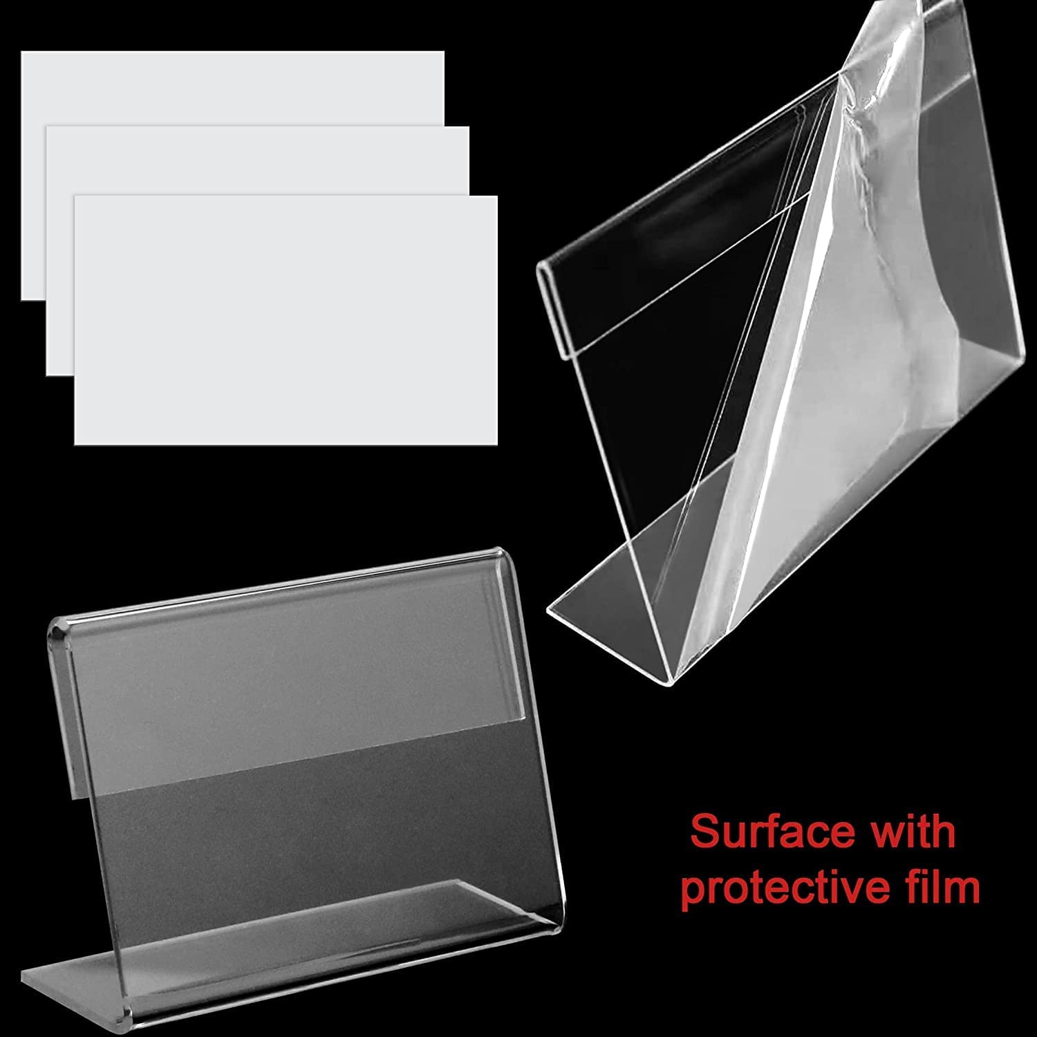 40Pcs Acrylic Sign Holder,6Cm X 4Cm Mini Sign Display Holder L Shape Sign Holders Price Name Card Price Card Tag Label Counter Top Stans image number 2