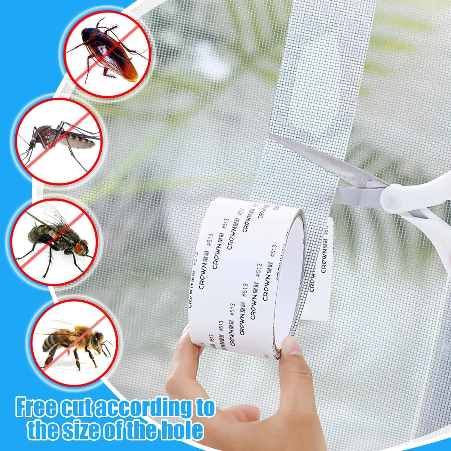 Window Screen Repair Tape, Screen Rrepair Kit for Windows or Doors Screen Repair, 2 X 80Inches Strong Adhesive & Waterproof Fiberglass Covering Mesh Tape, Gray image number 4