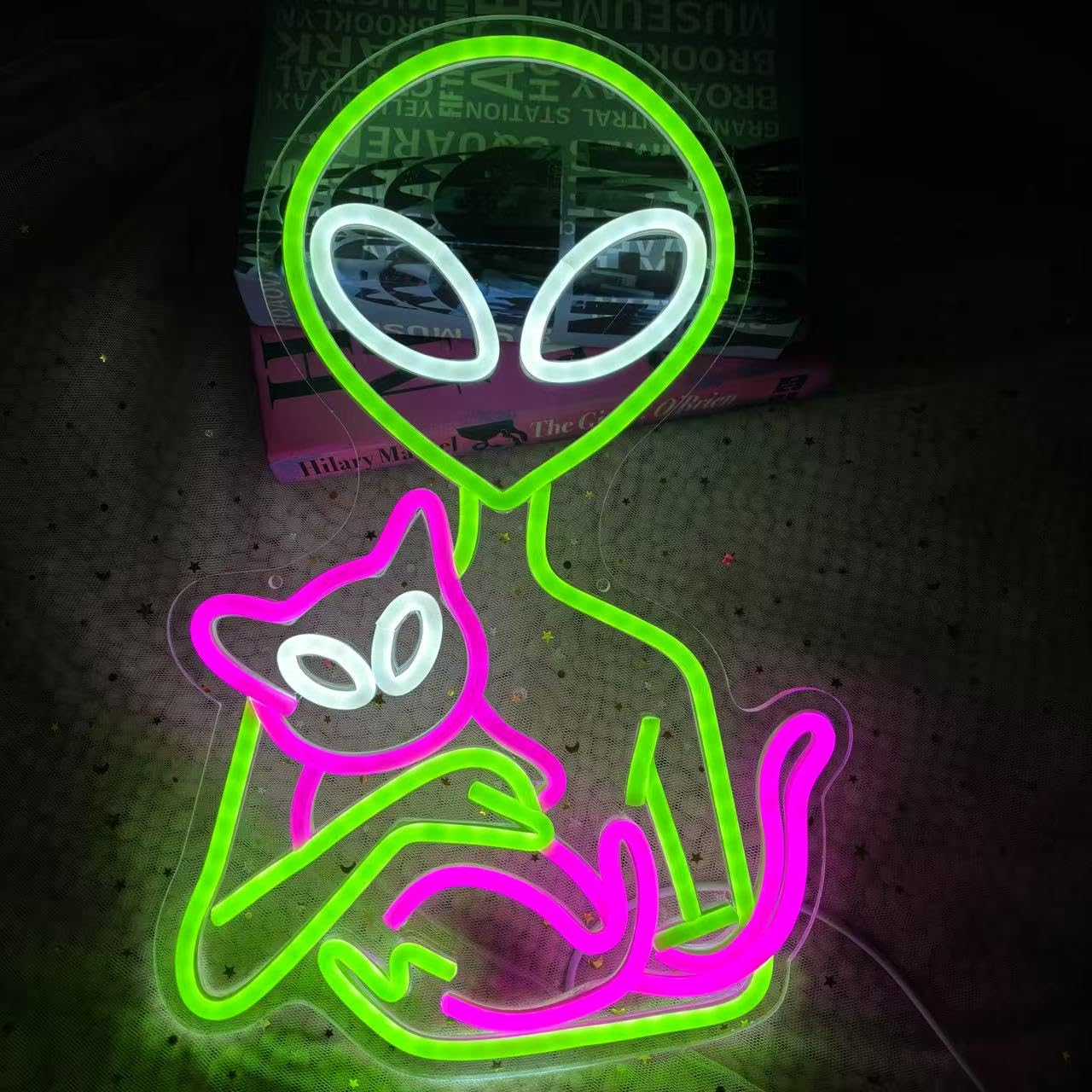 Alien Neon Sign Alien LED Light Alien Cat Neon Light Cat Neon Sign Aesthetic Room Decor Nursery LED Sign Custom Neon Sign UFO Neon Sign image number 4