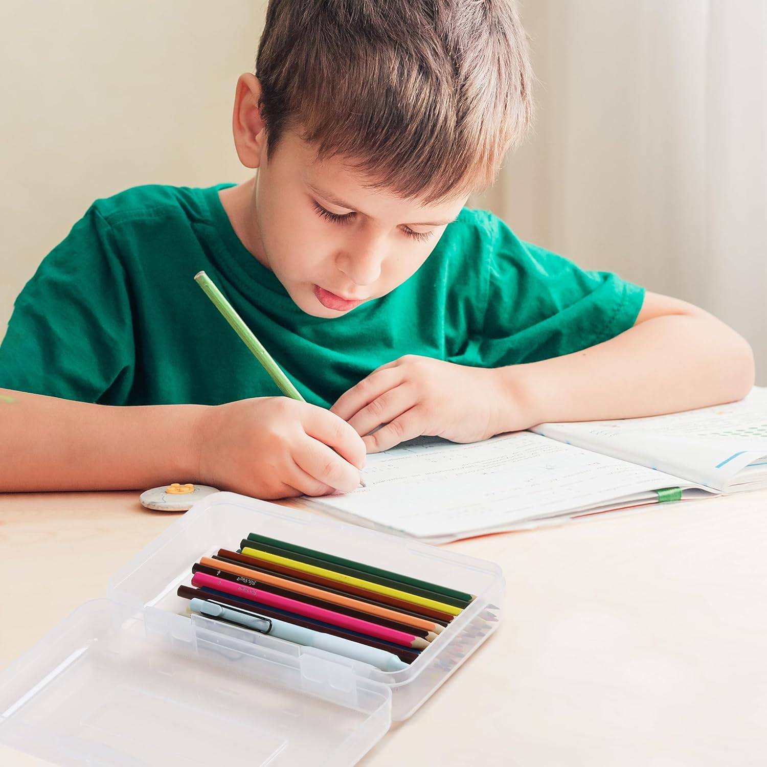 Mr. Pen- Plastic Pencil Box Case, 2 Pack, Clear, Crayon Box, Clear Pencil Case for Kids, image number 2