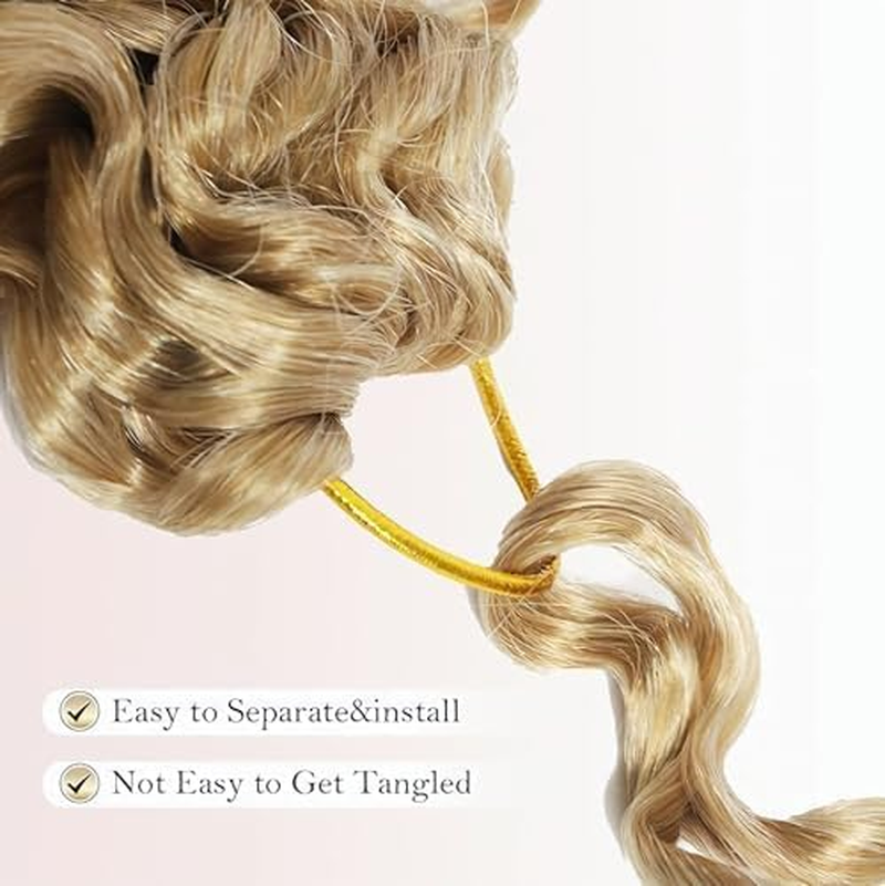 GOGO CURL 27/613, 8 Inches 20 Cm/Pack of 6 Extensions for Braiding Crochet/Per Piece 50 G 24 Strands = 144 Strands 300 G Premium Hair Look + Shower Cap, Jewellery and Hooks Free - 27/613 image number 3