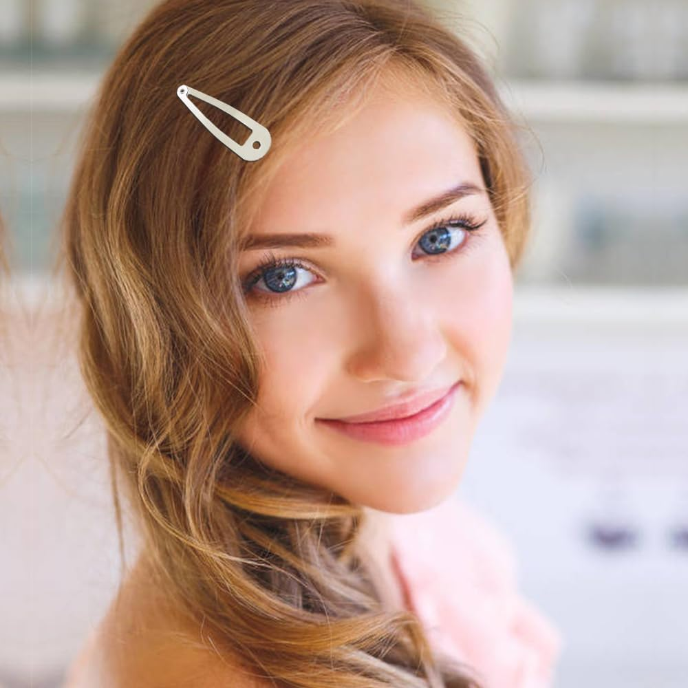 Cinaci 120 Pack Bulk Solid Plain Blank DIY Craft 5Cm/2" Silver Metal Snap Hair Clips with Hole Hair Barrettes for Women Girls Baby Toddlers Kids Teens Hair Accessories image number 5