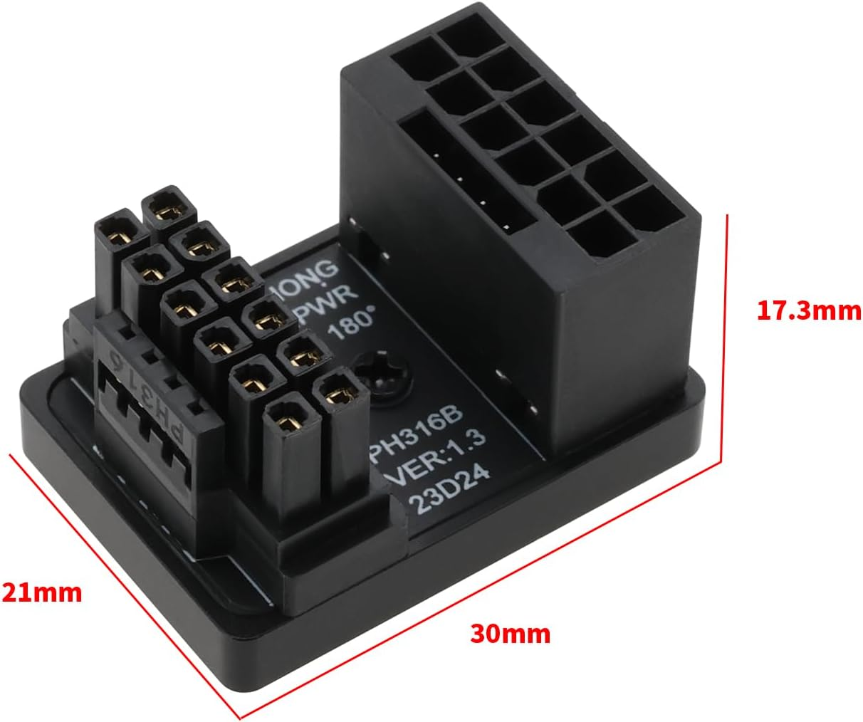 OTOTEC 1X 12VHPWR 12+4 Pin Power Adapter ATX 3.0 16 Pins GPU Pcie5.0 180 Degree Angle Power Adapter Connector 600W Compatible with RTX 4090 4080 4070Ti 3090Ti Graphic Card Type B
