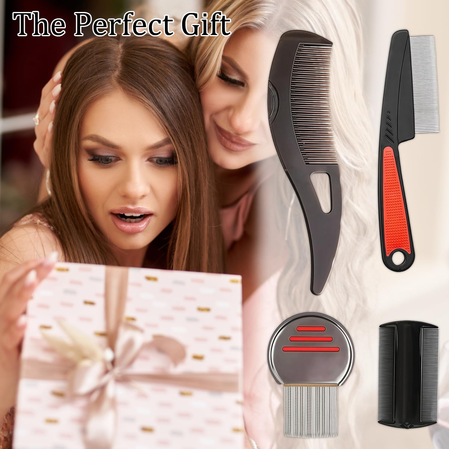 Glamifyr Dandruff Comb, Anti-Dandruff Comb, Stainless Steel Fine Tooth Dandruff Remover, Scalp Comb, for Children, Adults, Pack of 4