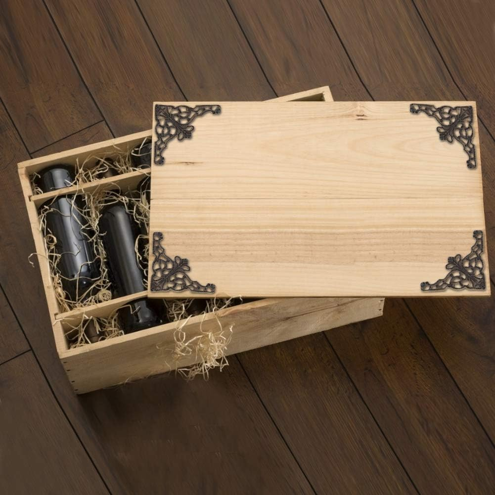 Corner Decorative, Vintage Corners Guards Book Album Edge Cover Flat Iron Decorative Elegant Metal Protectors for Wall Edges Furniture Home Office Decor DIY Wood Products Decoration(Ancient Copper) image number 4