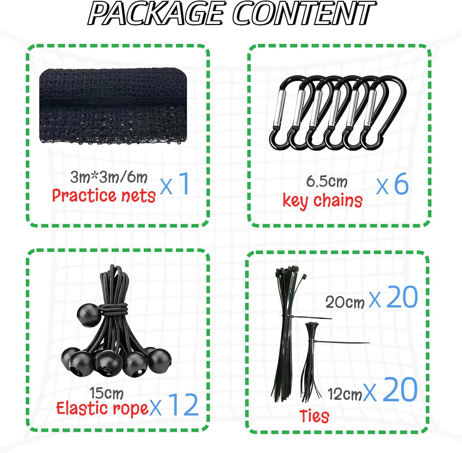 Golf Practice Net - 3M*3M Heavy Duty Sports Net Barrier for Golf, Baseball, Basketball, Soccer and Hockey - High Impact Nylon Netting for Backyard, Garage, Indoor/Outdoor Use (10 * 10FT) image number 4