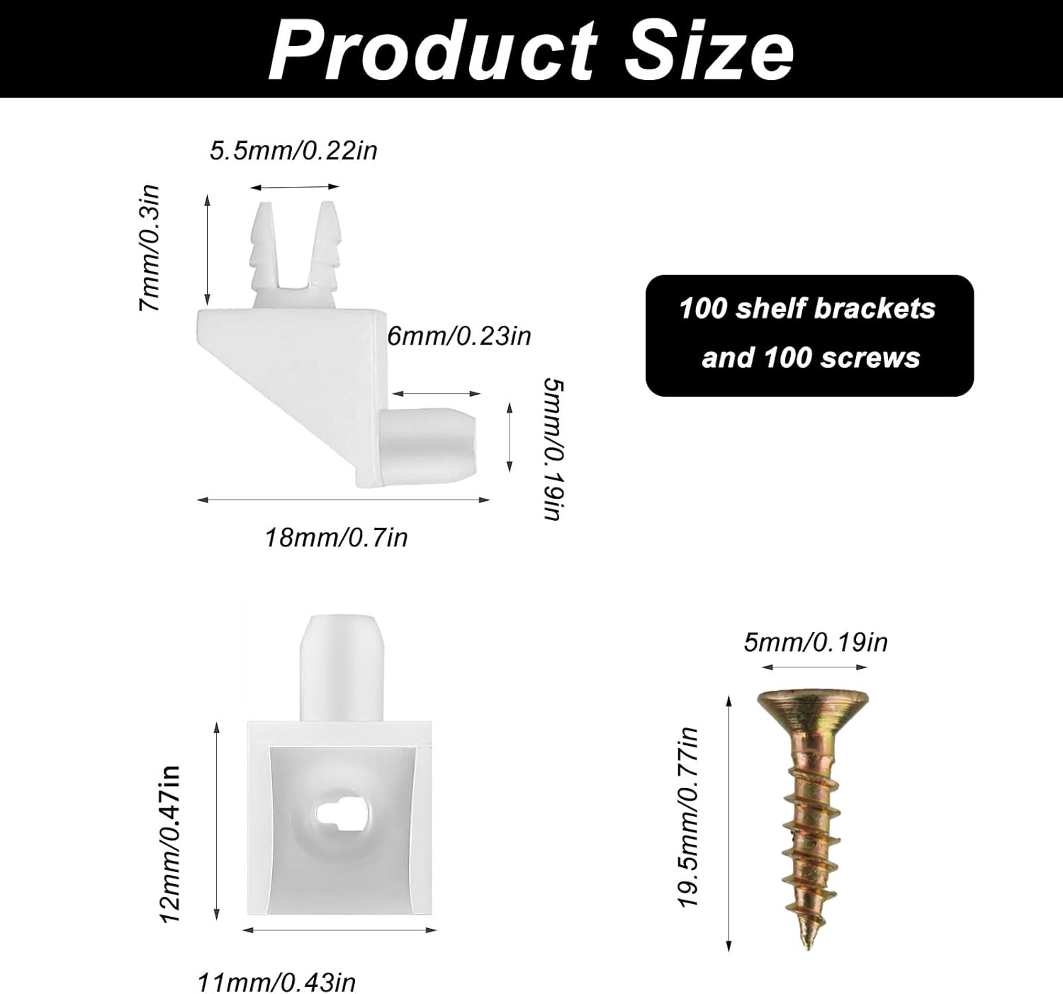 Pack of 100 for IKEA Shelf Support 5 Mm, Shelf Brackets, Shelf Brackets, Glass Shelf Support for IKEA Pax Floor Brackets, for KOMPLEMENT Floor Holder, for IKEA Replacement Part 101558 (White) image number 5