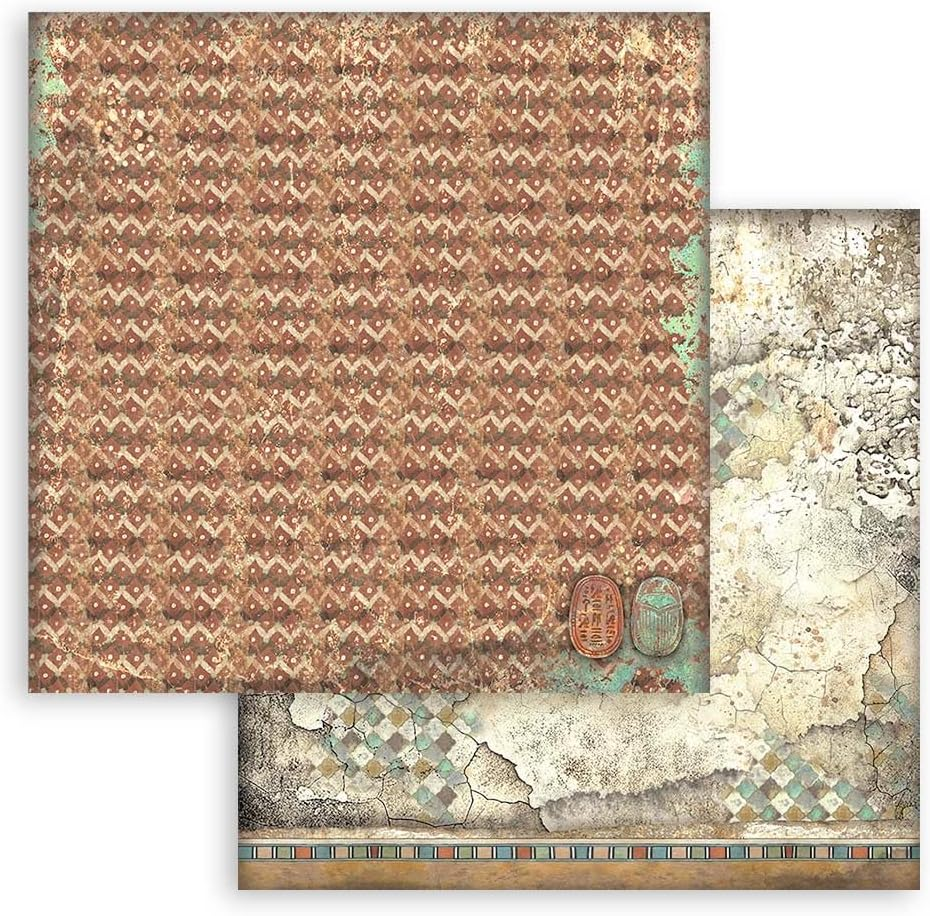 Stamperia Scrapbooking Small Pad 10 Sheets Cm 20.3 X 20.3 Cm Backgrounds Selection - Land of Pharaohs image number 1
