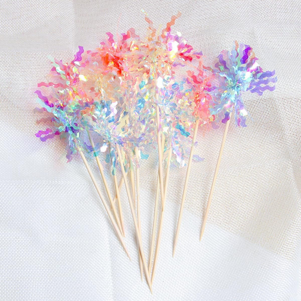 50Pcs Firework Cupcake Toppers Cocktail Food Fruit Toothpick Holiday Cake Decoration Cake Toppers Picks for Christmas Party Birthday Wedding Cake Decoration Party Favors Supplies, Random Color