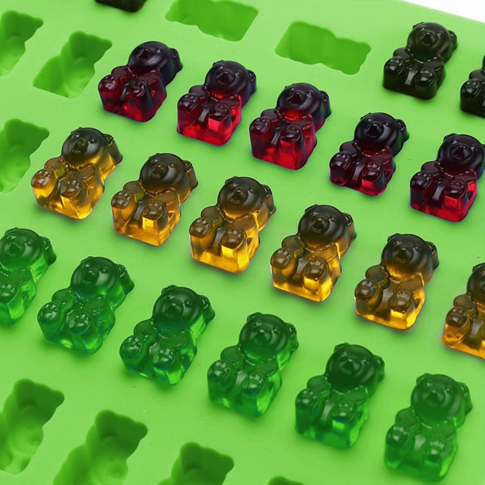 Bear Candy Silicone Molds Ice Cube Trays with 3 Droppers, SENHAI 3 Pack Gumdrop Molds for Jelly Chocolate Soap Cake Wax, Available in Oven Fridge Microwave Oven Freezer image number 5