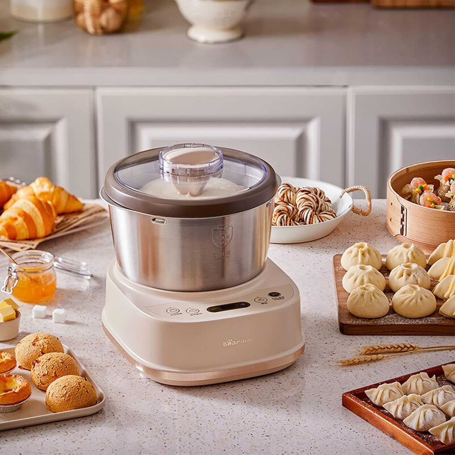 Upgrade Electric Dough Maker with Ferment Function, Microcomputer Timing, 2 Types of Dough Mixing Methods, Face-Up Touch Panel, 304 Stainless Steel, 5L, 200W (AU Adapter) image number 5