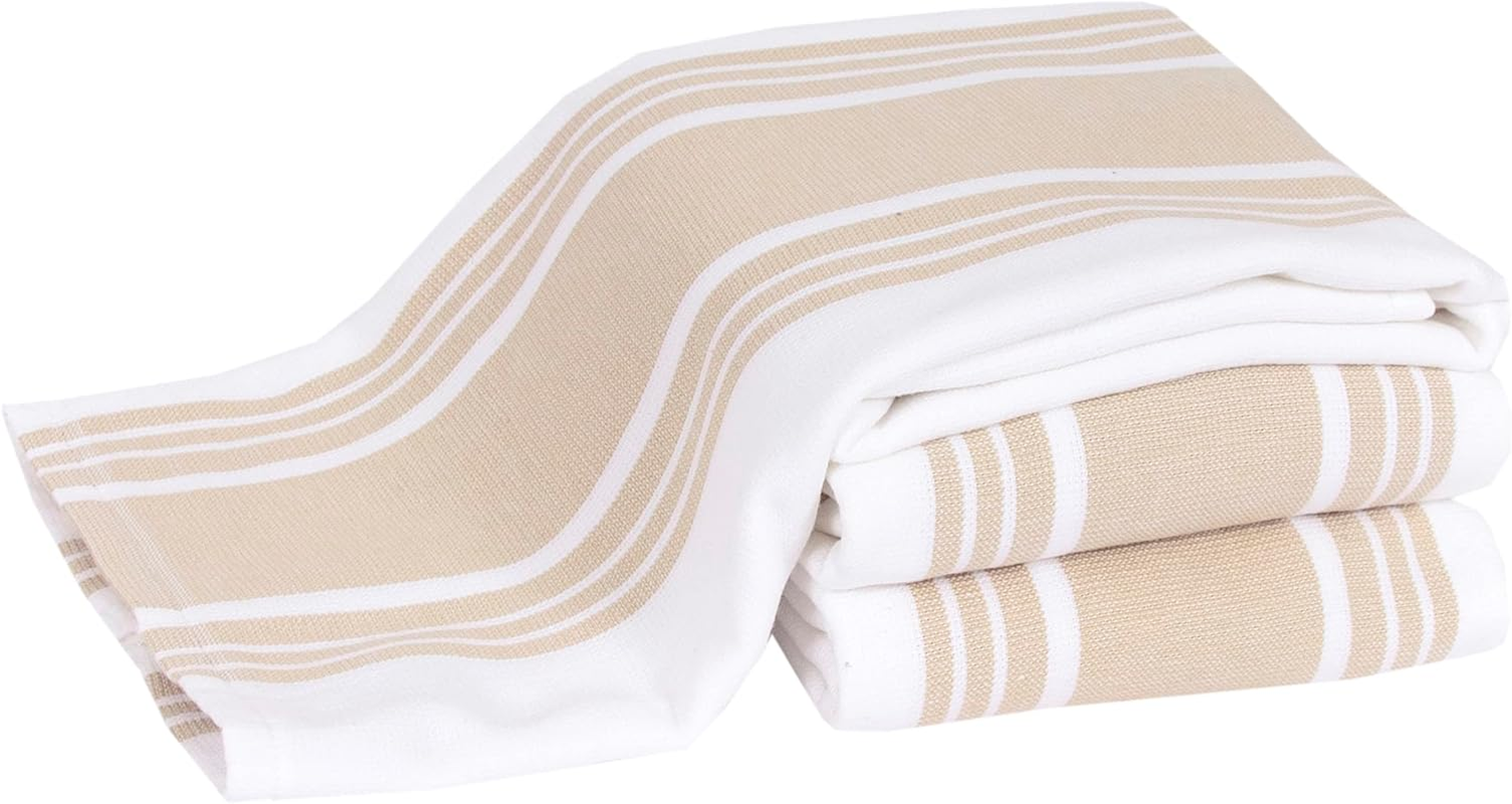 All-Clad Dish Towels Dual Purpose Reversible, 100% Absorbent Cotton, Kitchen Towels Set of 3 Striped, 17" X 30", 3-Pack Pewter Textiles