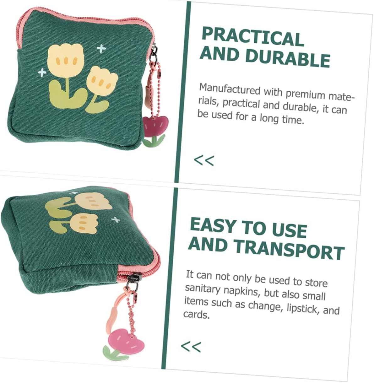 SHERCHPRY 8Pcs Sanitary Napkin Organizer Decorative Coin Bag Zipper Money Pouch Tampon Storage Bag for Travel Women image number 5