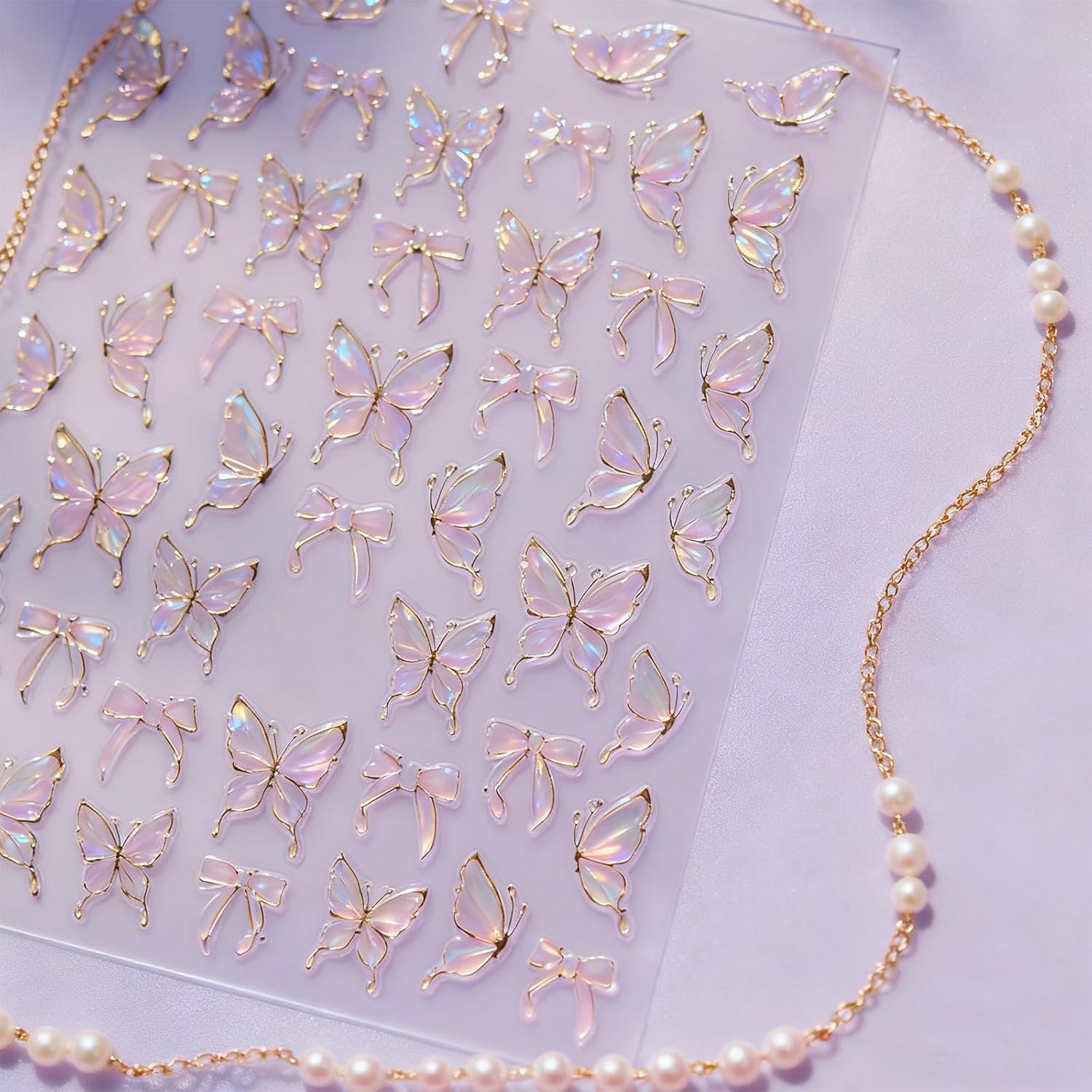 Vymoreon Nail Stickers for Nail Art, 5D Embossed Adhesive Stickers for Women Girls DIY Nail Art Decorations (Jelly Butterfly Design)