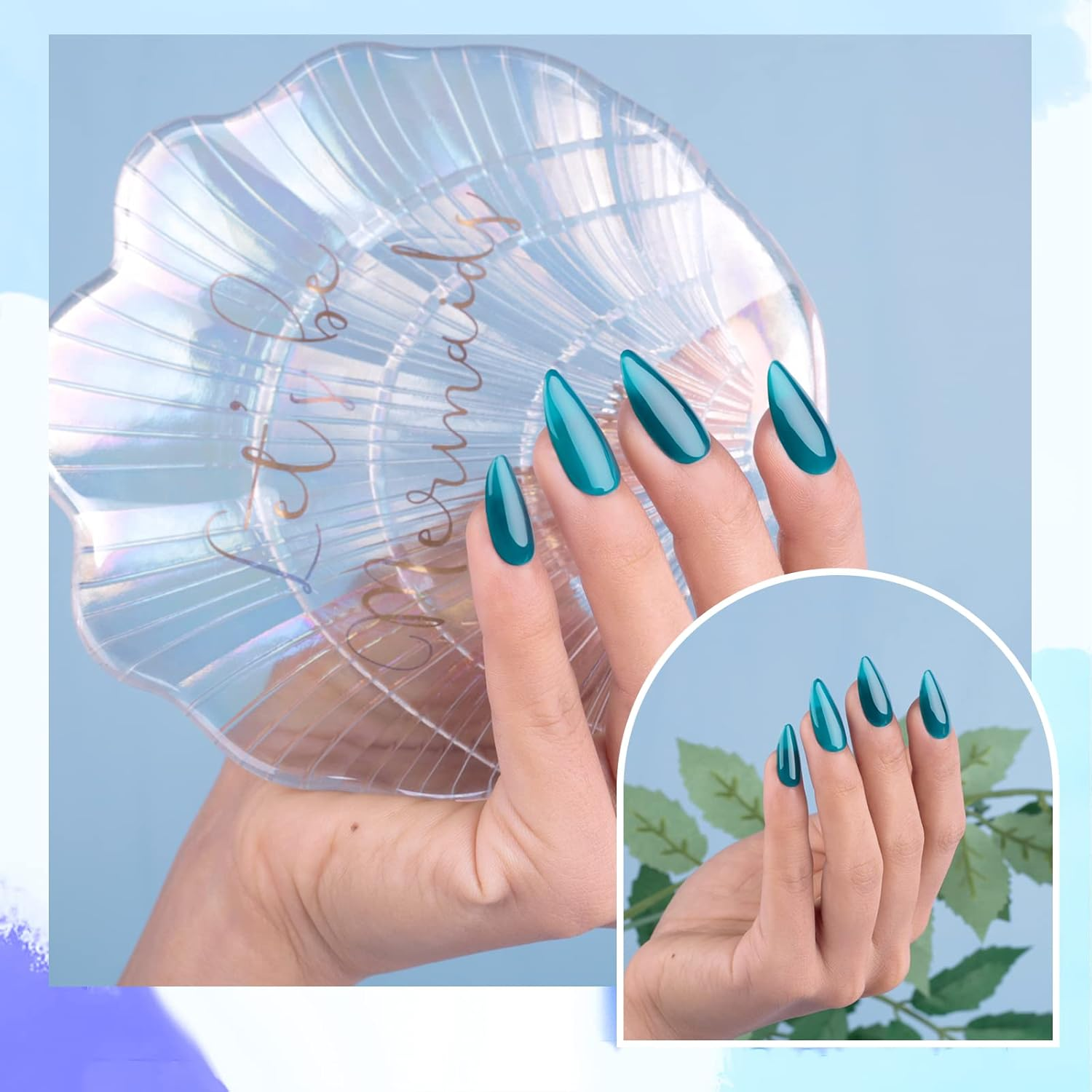 Aegean Blue Gel Nail Polish, 1 Pcs 0.5 Fl Oz Translucent Blue Green Gel Nail Polish Color Soak off Gel Polish Nail Art Manicure Salon DIY Nail Lamp Gel Nail Design Christmas Halloween Decoration image number 6