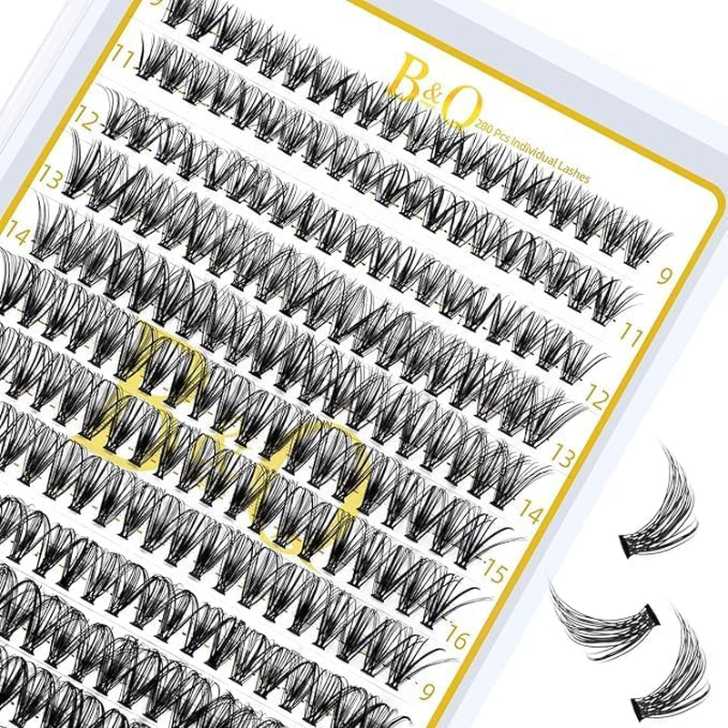 B&Qaugen Lash Clusters 40D-0.07D-9-16 B&Q LASH Individual Lashes 280 False Eyelash 10D 20D 30D 40D Extensions Cluster DIY at Home (40D-0.07D,9-16Mix) image number 3