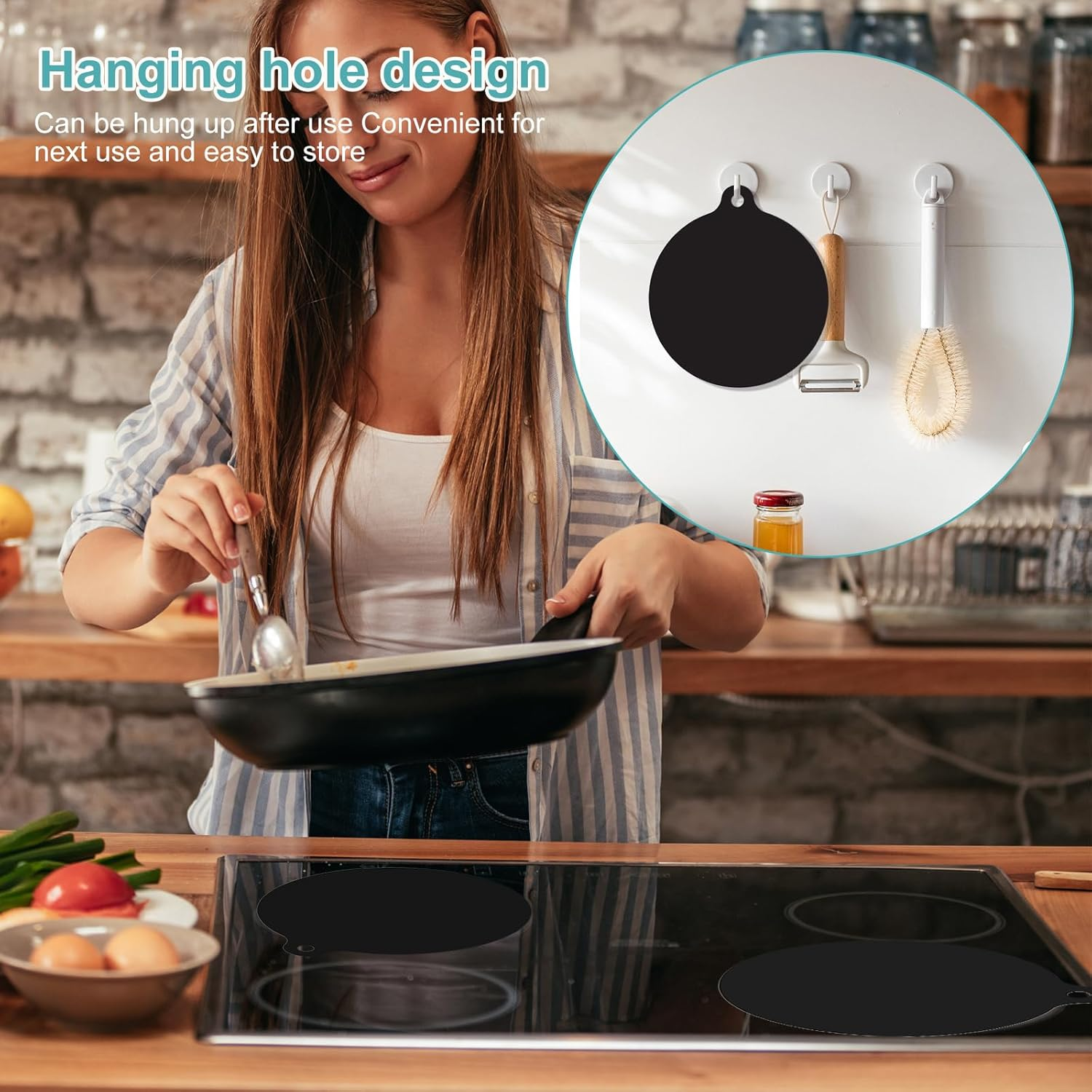 4 Black Silicone Mats for Induction Cookers, Induction Cooker Protective Non-Slip round Silicone Mats, Induction Floor Mat, Heat Resistant image number 3