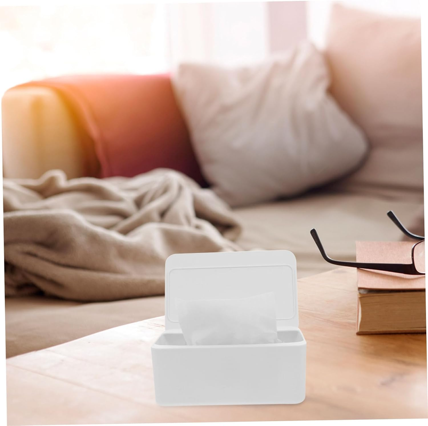 Bathroom Caddy Tissue Boxes Storage Box Lid Plastic Wipes Dispenser for Travel image number 3