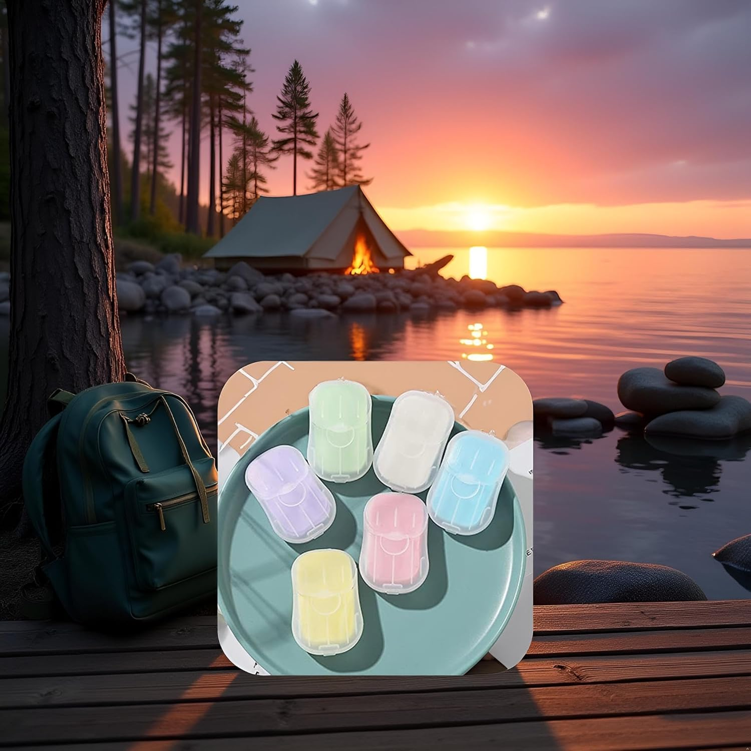 5 Boxes Blue Portable Soaps Sheets, Mini Portable Travel Soap Paper Sheets Disposable Water Soluble Hand Washing Bath Scented Paper Soap Camping Soap and Shampoo for Outdoor,Outdoor Recreation image number 6