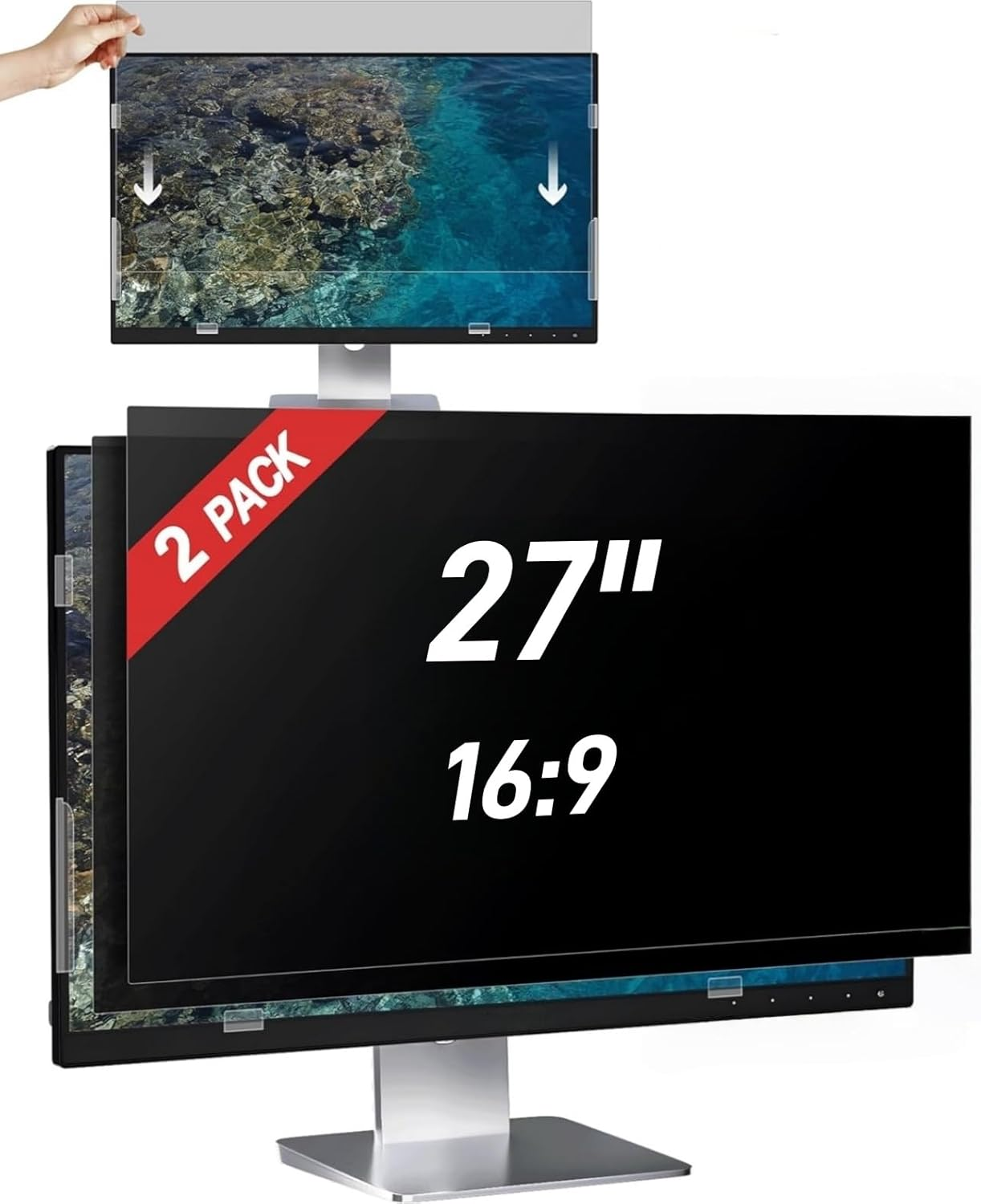 Ssumght [2-Pack] 27 Inch Privacy Screen for Monitor Computer Screen Privacy Filter for 16:9 Widescreen Monitor Desktop PC Anti-Glare Protector and Blue Light Uv-Blocking