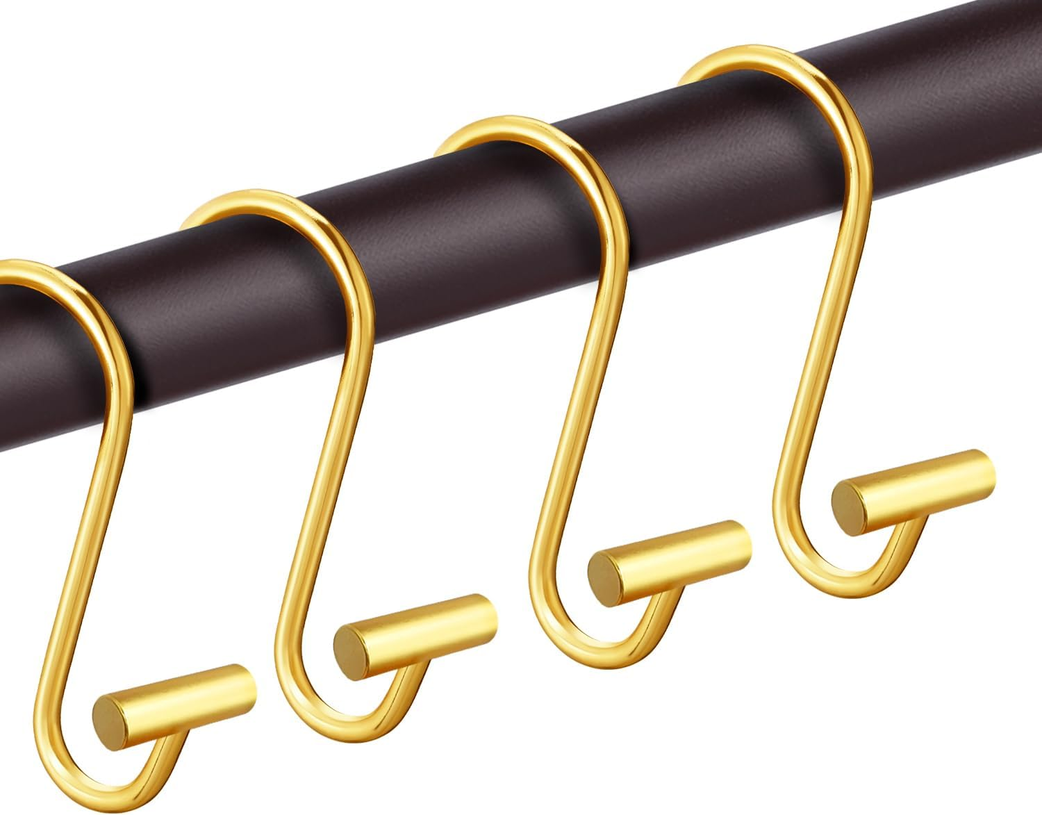 CHICTIE Gold Shower Curtain Hooks Rings, Decorative Rings for Bathroom Rod, Set of 12 Premium Rust-Resistant Metal Hangers T Shaped Design&hellip;