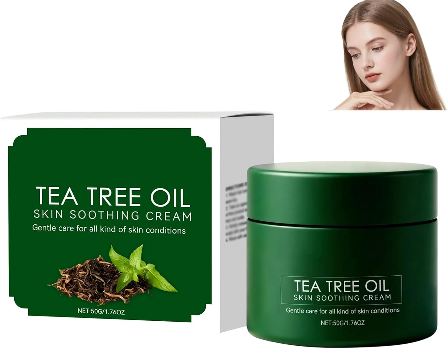 Tea Tree Oil Care Cream, Moisturizer for Dry Skin, Soothing & Hydrating Skin, Brightening, Fast Absorbing Body Cream for Women and Men, Gentle Care, Non Irritating (1Pcs)