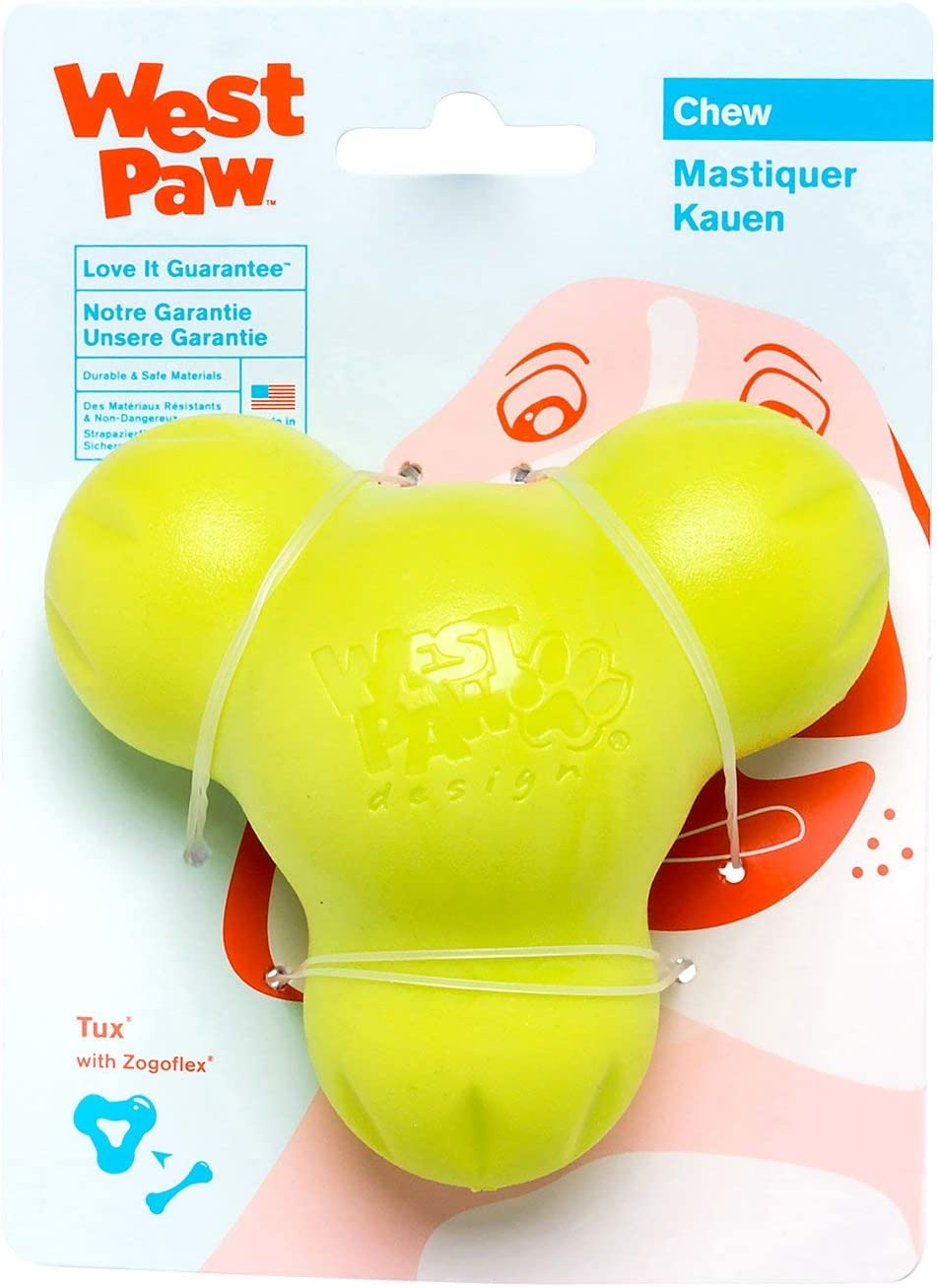 West Paw Zogoflex Tux Interactive Treat Dispensing Dog Chew Toy for Aggressive Chewers, 100% Guaranteed Tough, It Floats!, Made in USA, Large, Aqua