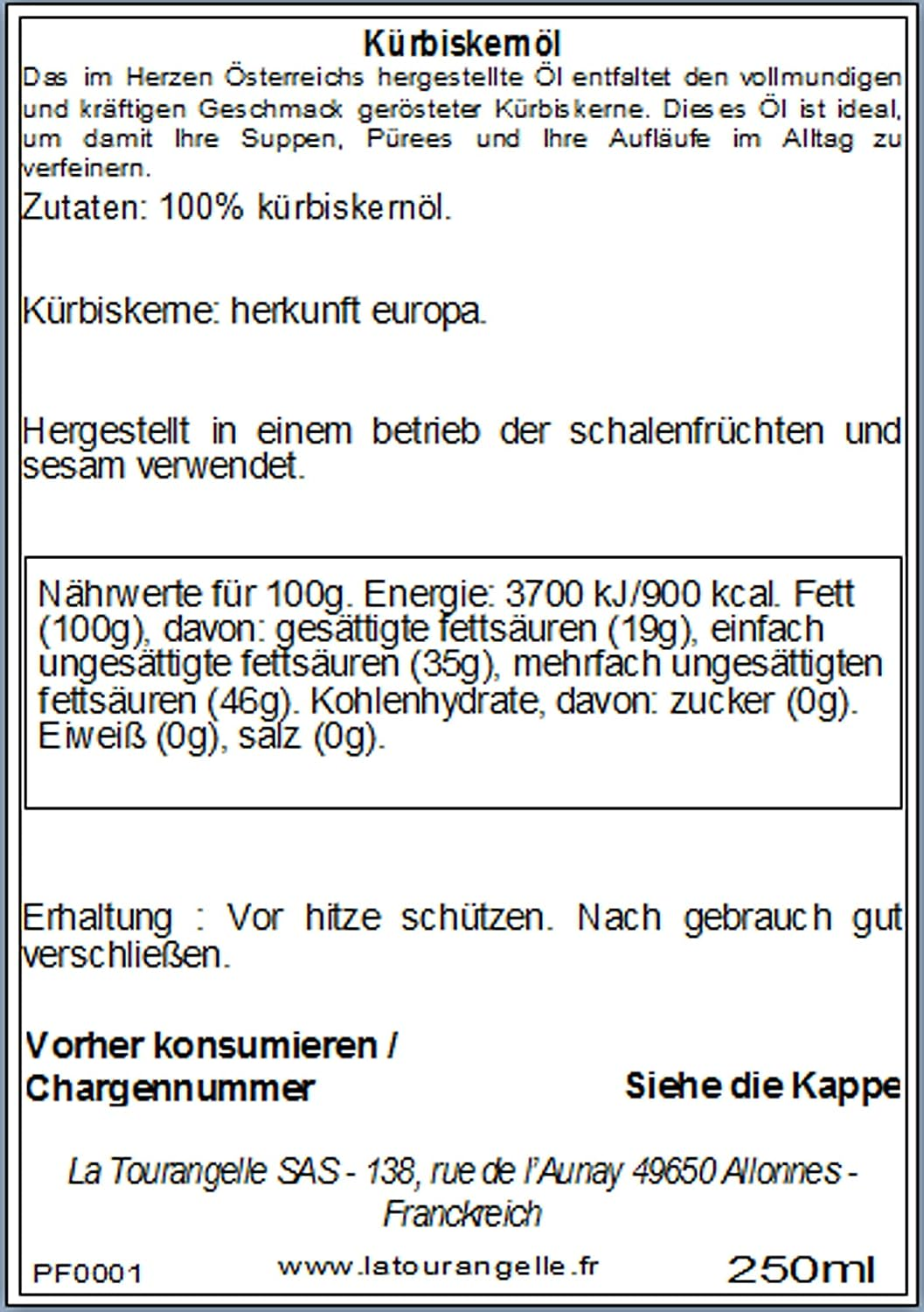 La Tourangelle Toasted Pumpkin Seed Oil, 250 Ml image number 2