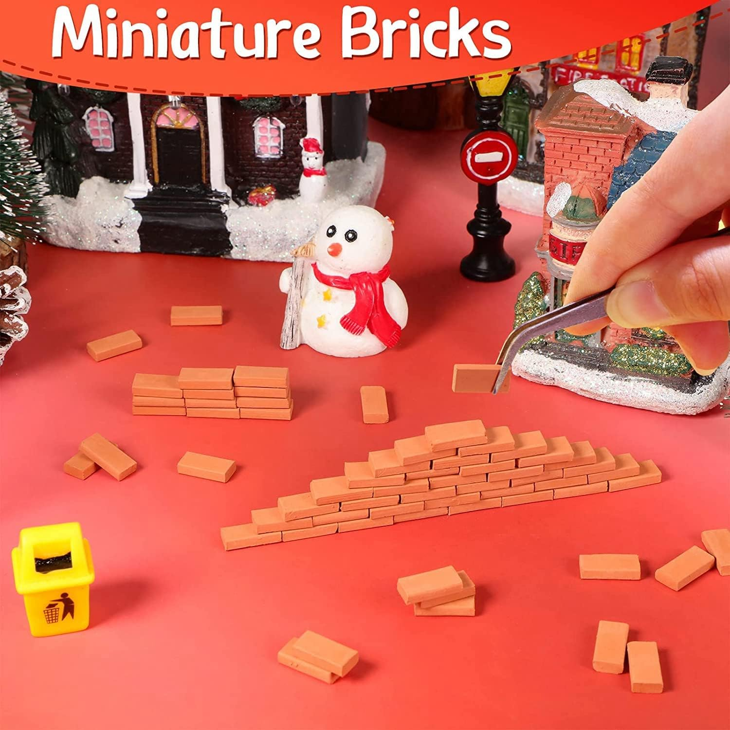 Ceahoify 200 Pieces Mini Bricks for Landscaping Miniature Bricks Brick Wall Small Bricks for Garden Parts,1/35 Scale image number 5