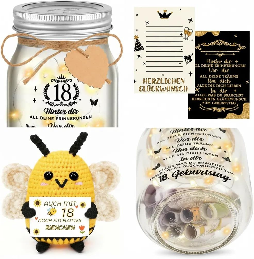 Gifts for 18Th Birthday Girl Boy Bottle Light with Positive Potato Bee Money Gifts Birthday 18Th Birthday Money Gifts Packaging Pocket Hug Positive Lucky Charm Bee - 50 Years image number 2