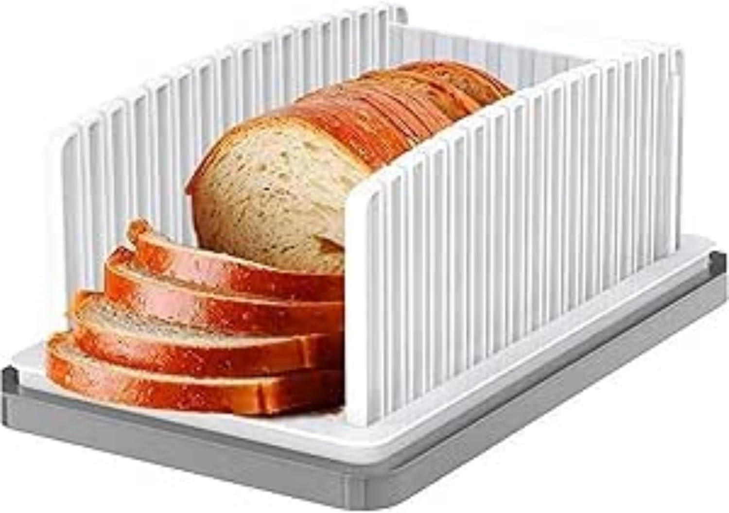 RODISHOMM Adjustable Bread Slicer with Crumb Catcher Tray, Foldable Bread Cutting Guide for Homemade Bread, Loaf Cakes, Sandwiches &ndash; Width & Thickness Adjustable, Kitchen Counter Clean Tool image number 3