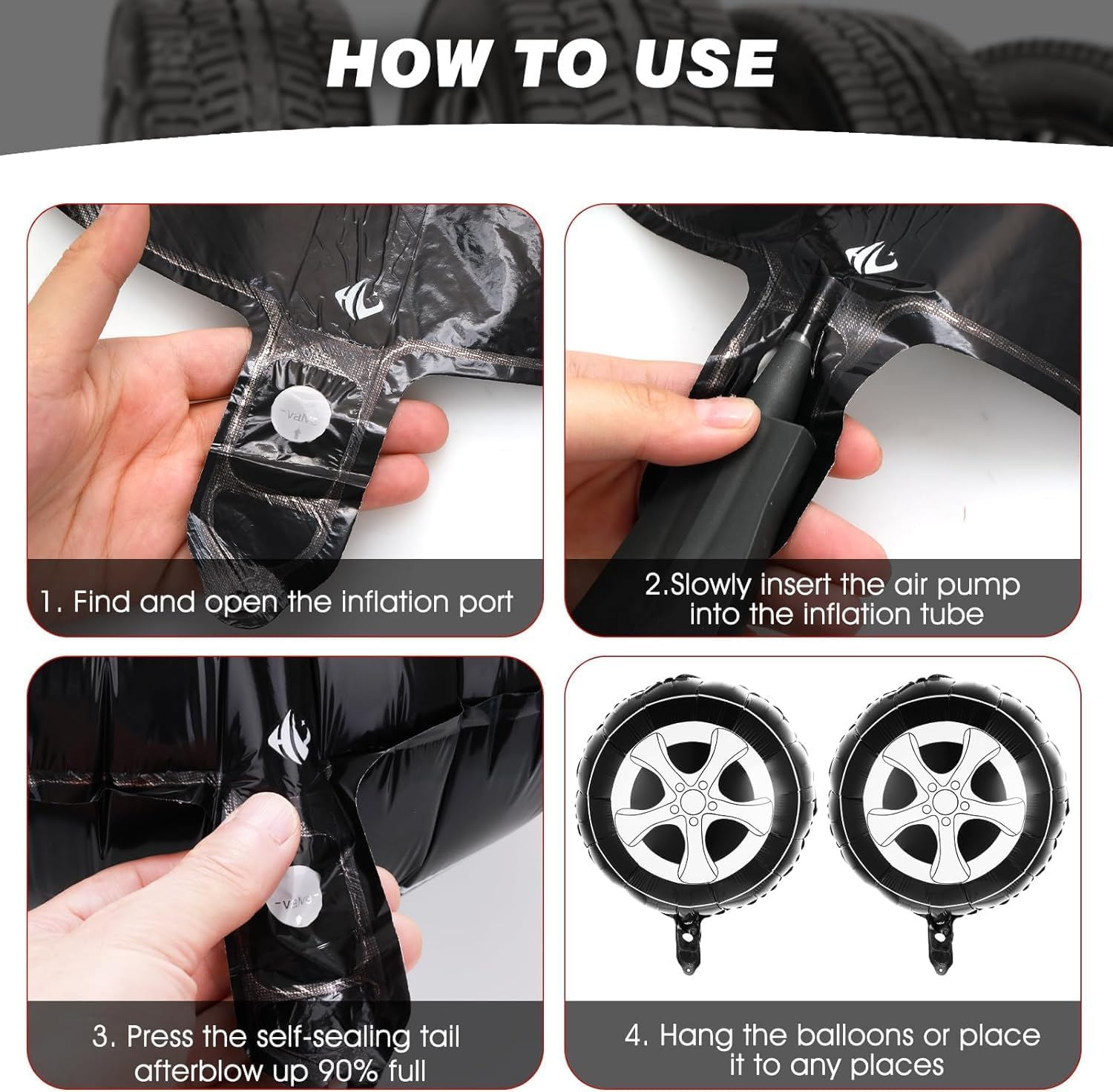 14PCS Race Car Balloons Tire Balloon Car Wheel Balloons Baby Shower Two Fast Speedy Race Car Themed Birthday Party Decor Supplies image number 4