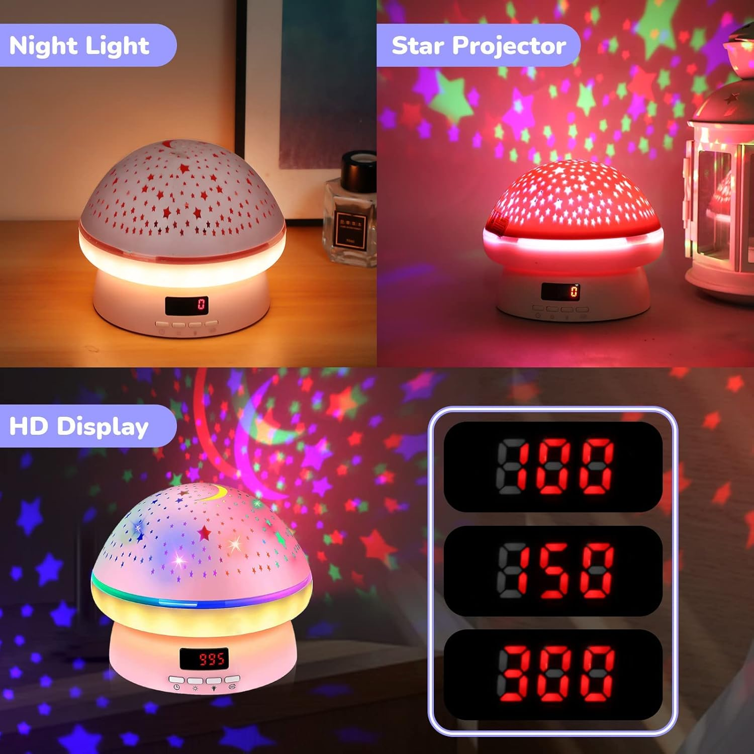 Star Projector for Kids Bedroom,Star Night Light Projector with Timer & Remote Control,Rotating Star Sky Moon Light with 8 Colors Options,Sleep Helper Gift Toys for 2-10 Year Old Girls Boys (Pink) - Black image number 6